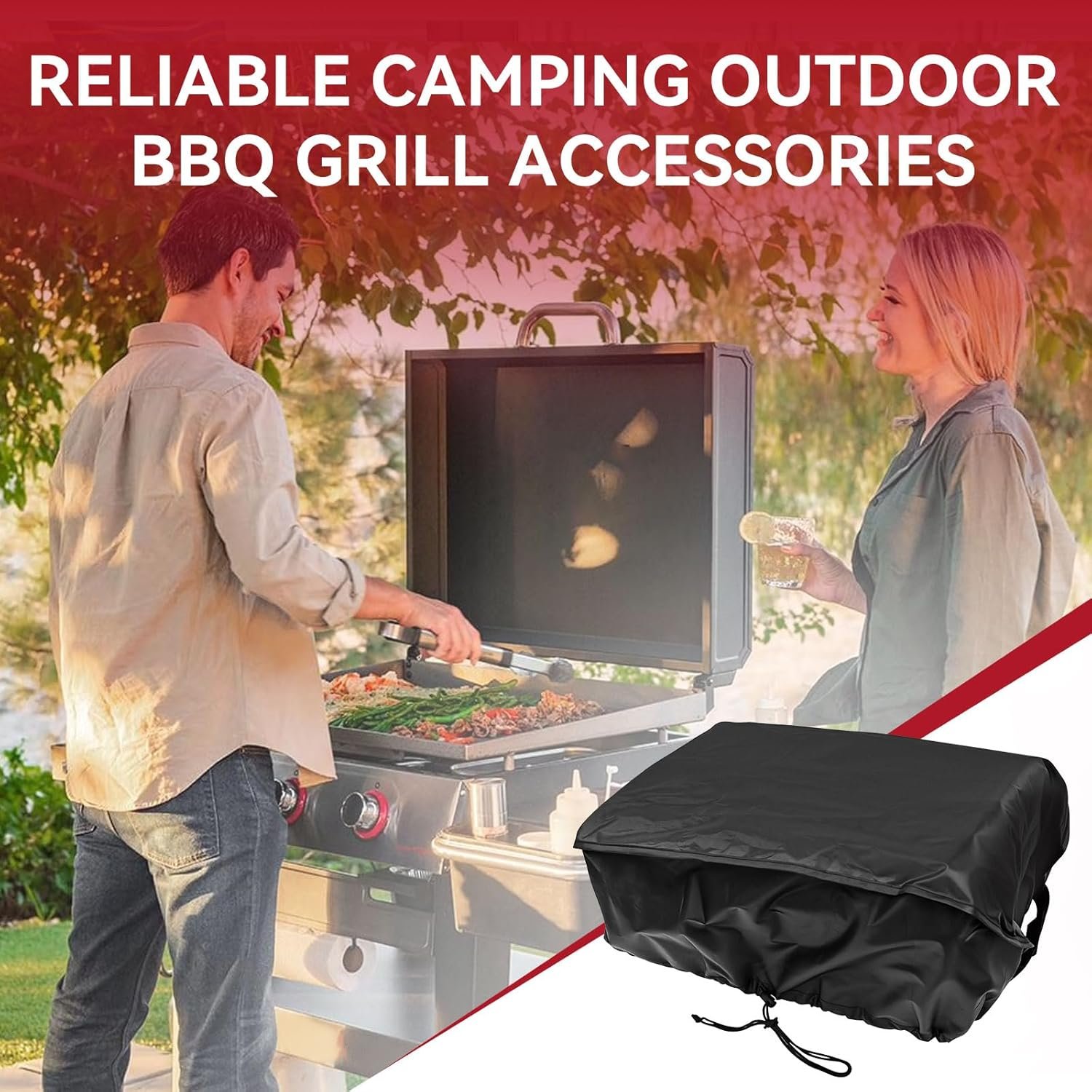 22" Griddle Cover for Blackstone 22 inch Tabletop Griddle with Hood 1813, Waterproof Grill Cover, Portable Camping Outdoor BBQ Flat Top Gas Grill Accessories, Black - Image 7