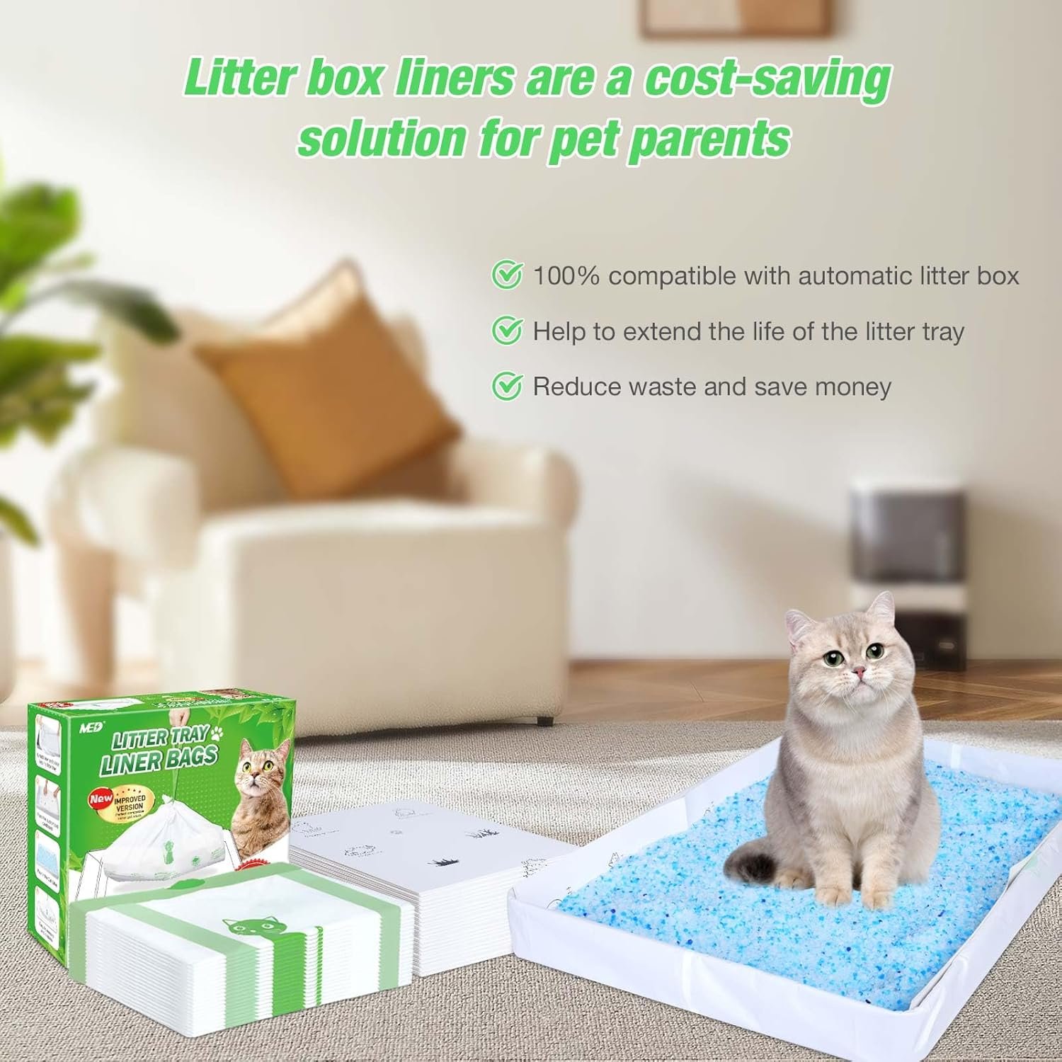 Litter Box Liners Compatible with Pets Scoopfree Litter Box Refill Tray Rectangle Bags with Anti-scratch Cardboard 20 Pack - Image 6