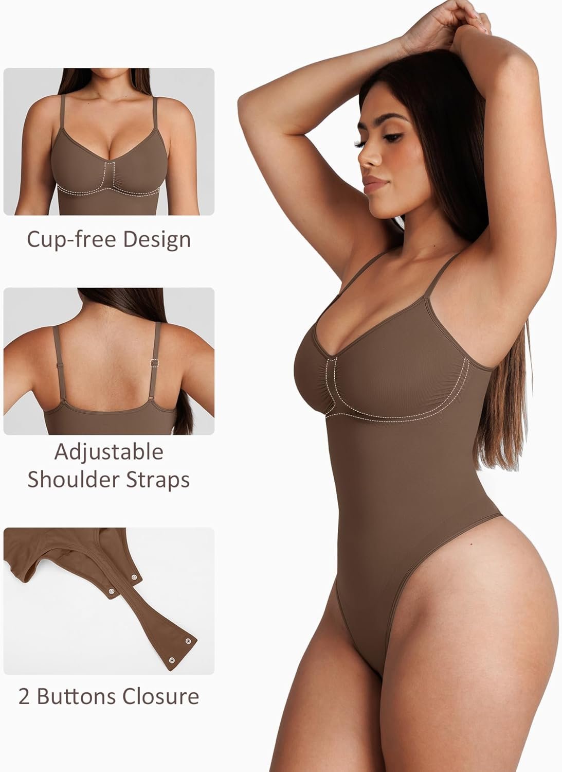 FeelinGirl Shapewear Bodysuit for Women Tummy Control Waist Bodysuit Thong Shapewear Body Shaper Going Out - Image 4