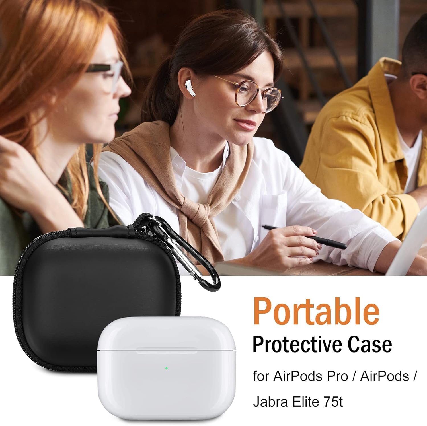 ProCase Compatible for AirPods Pro 2 2022 / AirPods 3 2021 / AirPods Pro 1 / Jabra Elite 75t / Beats Studio Buds, Hard Travel Carrying Case Storage Pouch Bag for Earbuds Earphones Headphones -Black - Image 7