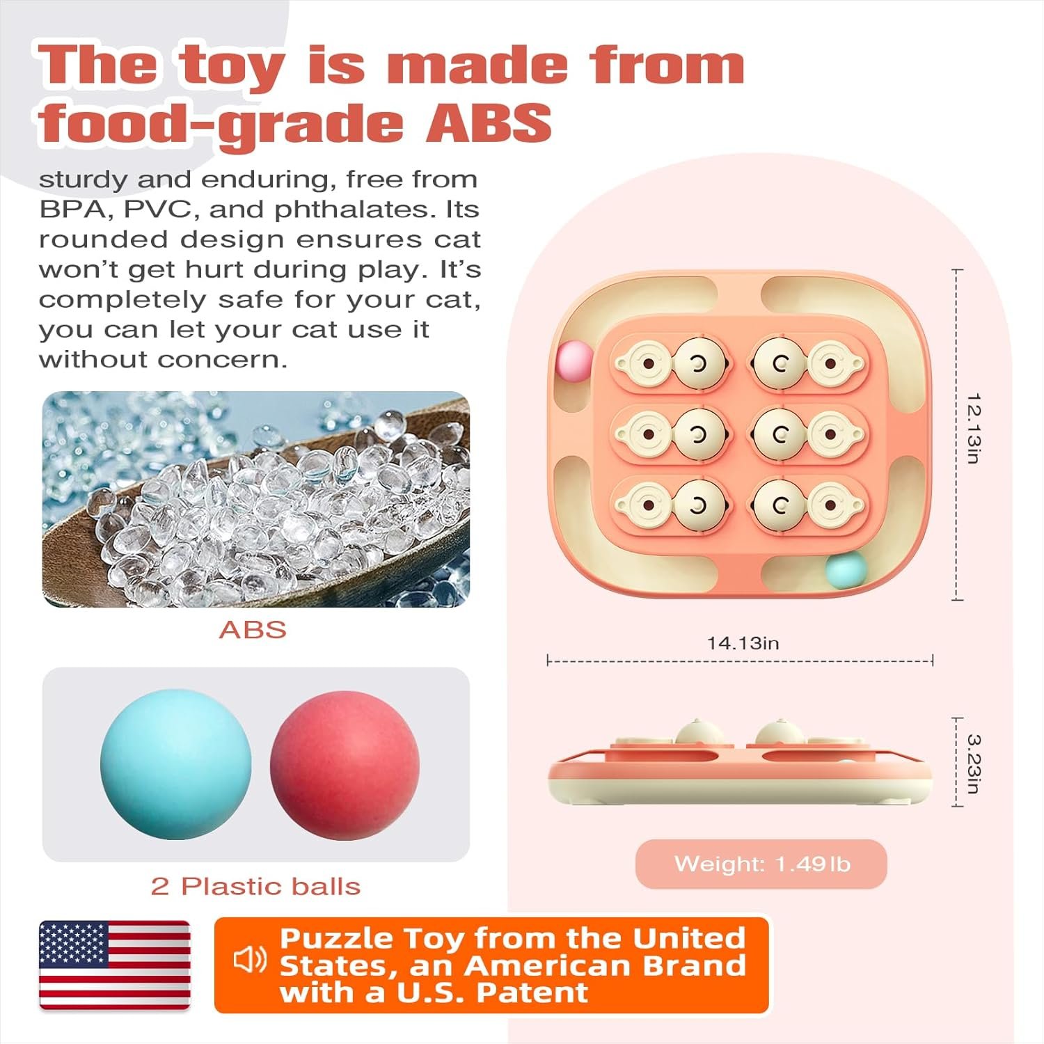 KADTC 2 Ways to Play Large Size Cat Treat Puzzle Toy U.S. Brand & Design Tracking Balls for Indoor Cats Puzzles Feeder Kitten Stimulating Enrichment Slow Feeding Toys Interactive Brain-Teasing Game - Image 2