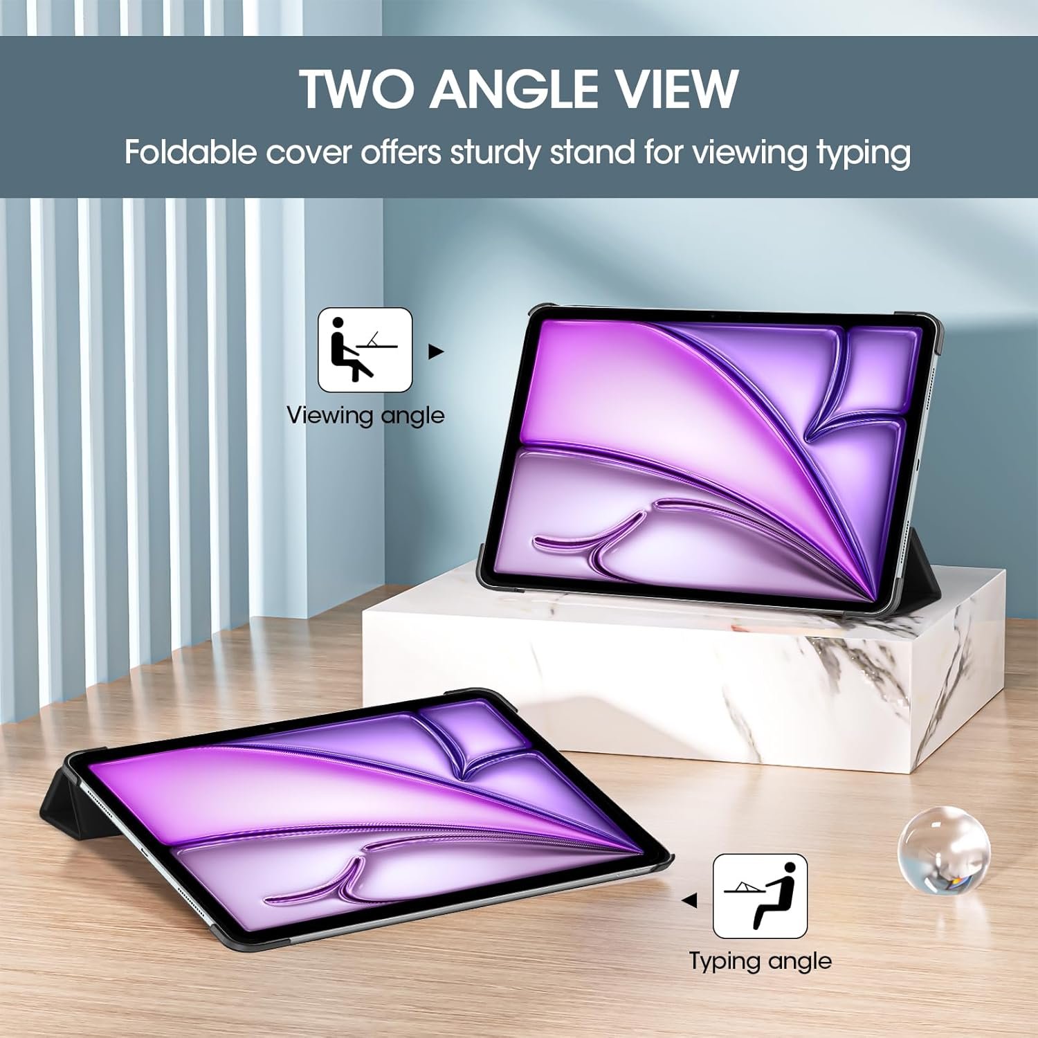 ProCase for iPad Air 13 Inch Case M3 2025/M2 2024, Slim Smart Cover iPad 13 Air M3 M2 Case with Translucent Hard Shell Back, Supports Touch ID, Auto Wake/Sleep -Black - Image 5