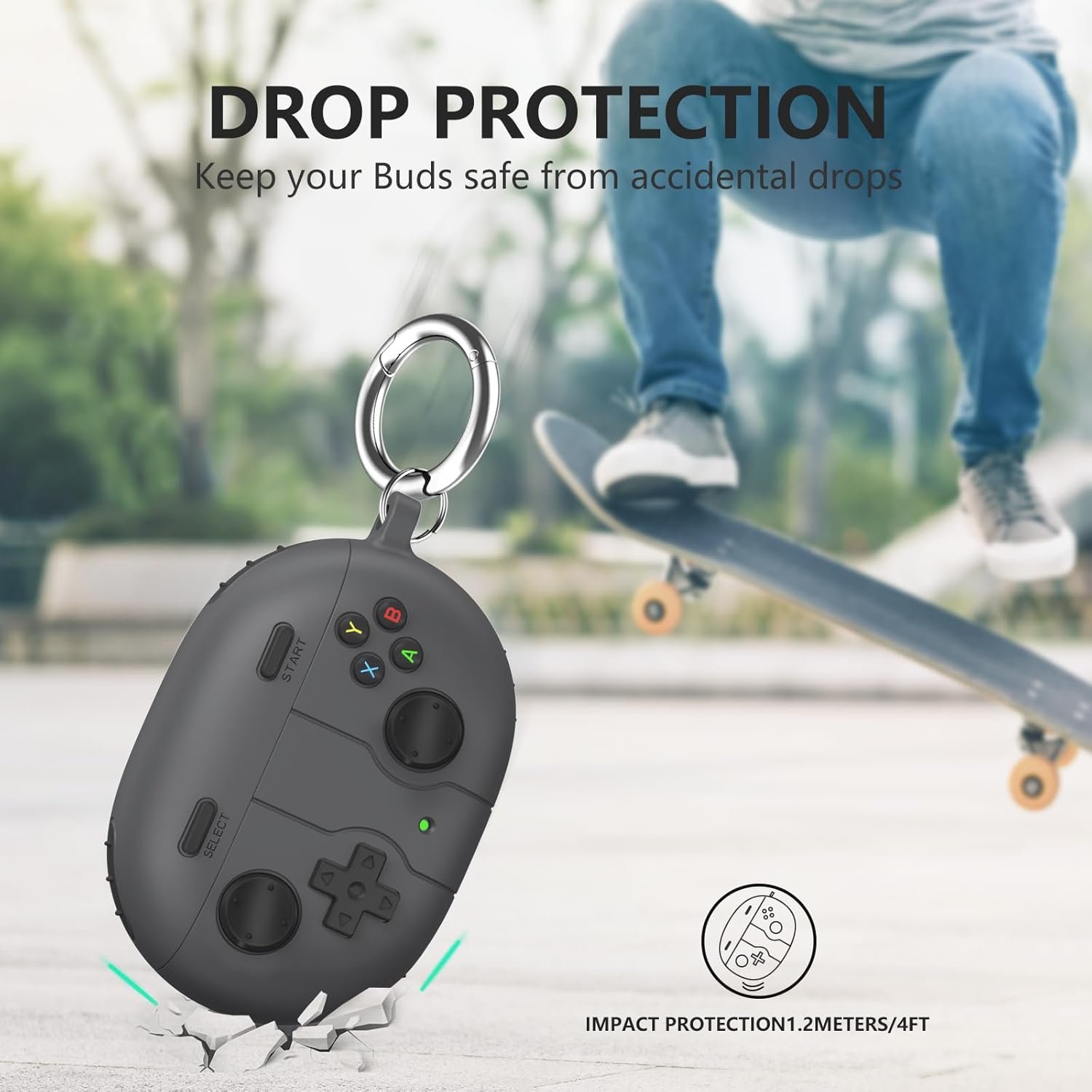 Beats Studio Buds Plus Case Cover, 2021/2023 New Beats Studio Buds, Wireless Earbuds Silicone Case Accessories with Keychain, Dark Grey - Image 2