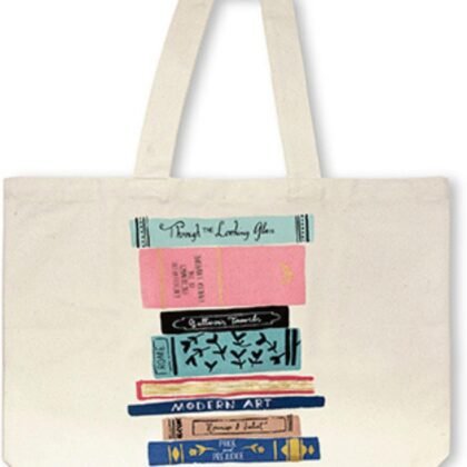 kate spade new york Cute Extra Large Canvas Tote Bag for Women, Canvas Beach Bag, Book Tote with Pocket, Stack of Classics