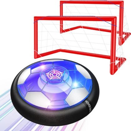 2 in 1 Hover Soccer Ball Set, USB Rechargeable Air Power Soccer Kids Toys with LED Lights and Foam Bumper Protection, 2 Goals for Boys and Girls Ages 3 4 5 6 7 8-12 Indoor/Outdoor Games