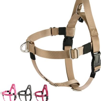 Annchwool Adjustable Dog Harness-Lightweight No Pull Dog Harness with Handle for Small & Medium and Large Dogs-Front Clip Easy for Walking Vest Harness(Brown,S)