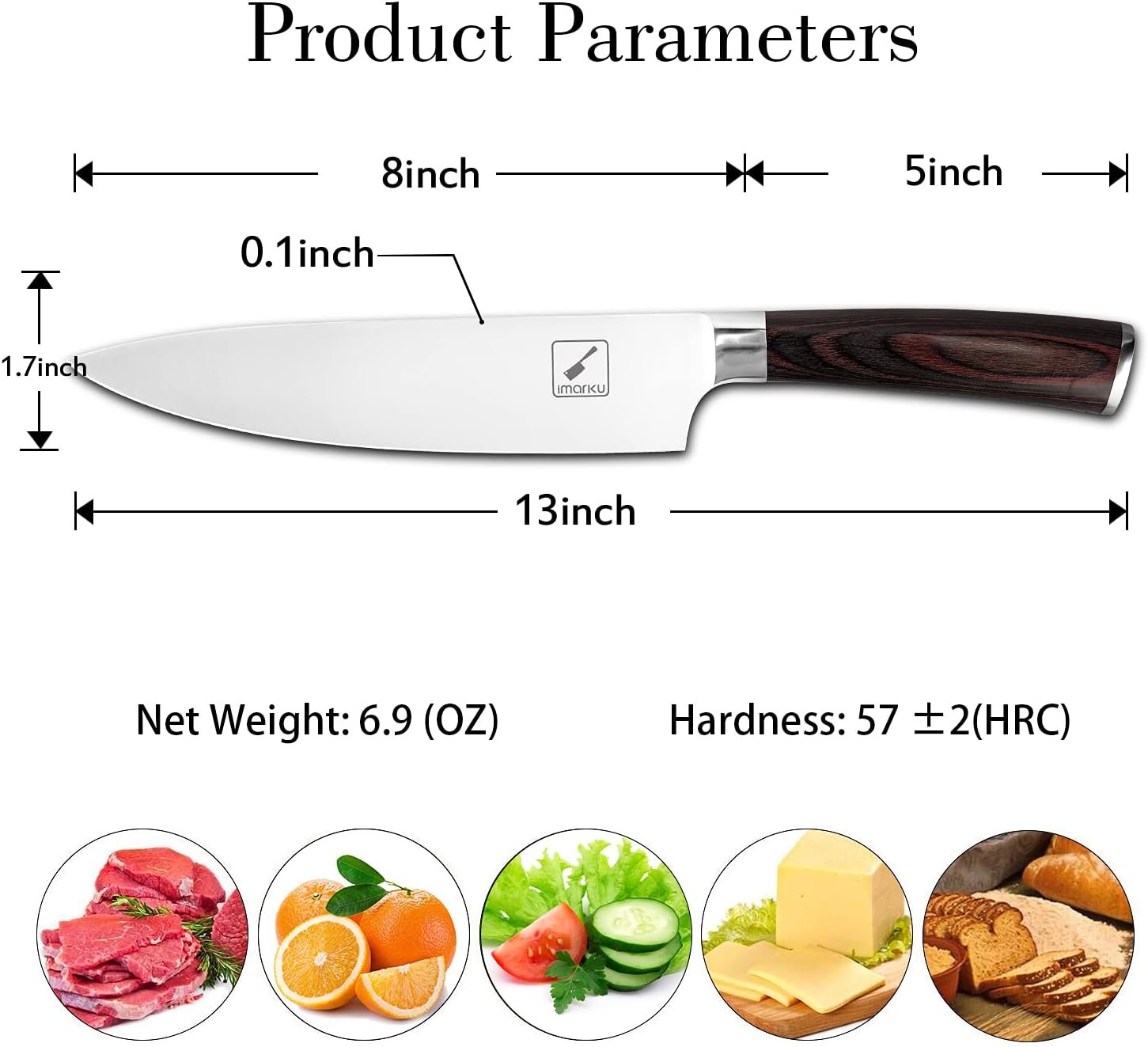imarku Japanese Chef Knife - Sharp Kitchen Knife 8 Inch Chef's Knives HC Steel Paring Knife, Unique Gifts for Men and Women, Gifts for Mom or Dad, Kitchen Gadgets with Gift Box, Gyutou Knives - Image 4