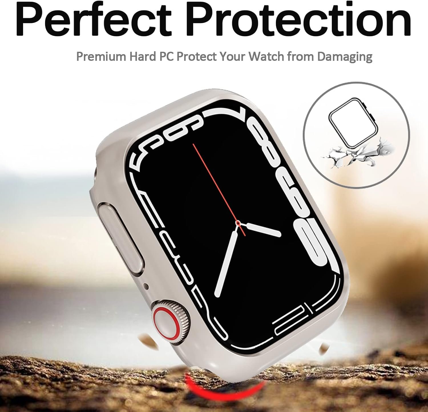 Miimall Compatible for Apple Watch Series 9/8/7 45mm Case All-Around Protective Cover Lightweight Shockproof Hard PC Protector Frame Case for Apple Watch 45mm Series 9 8/7(Starlight) - Image 3