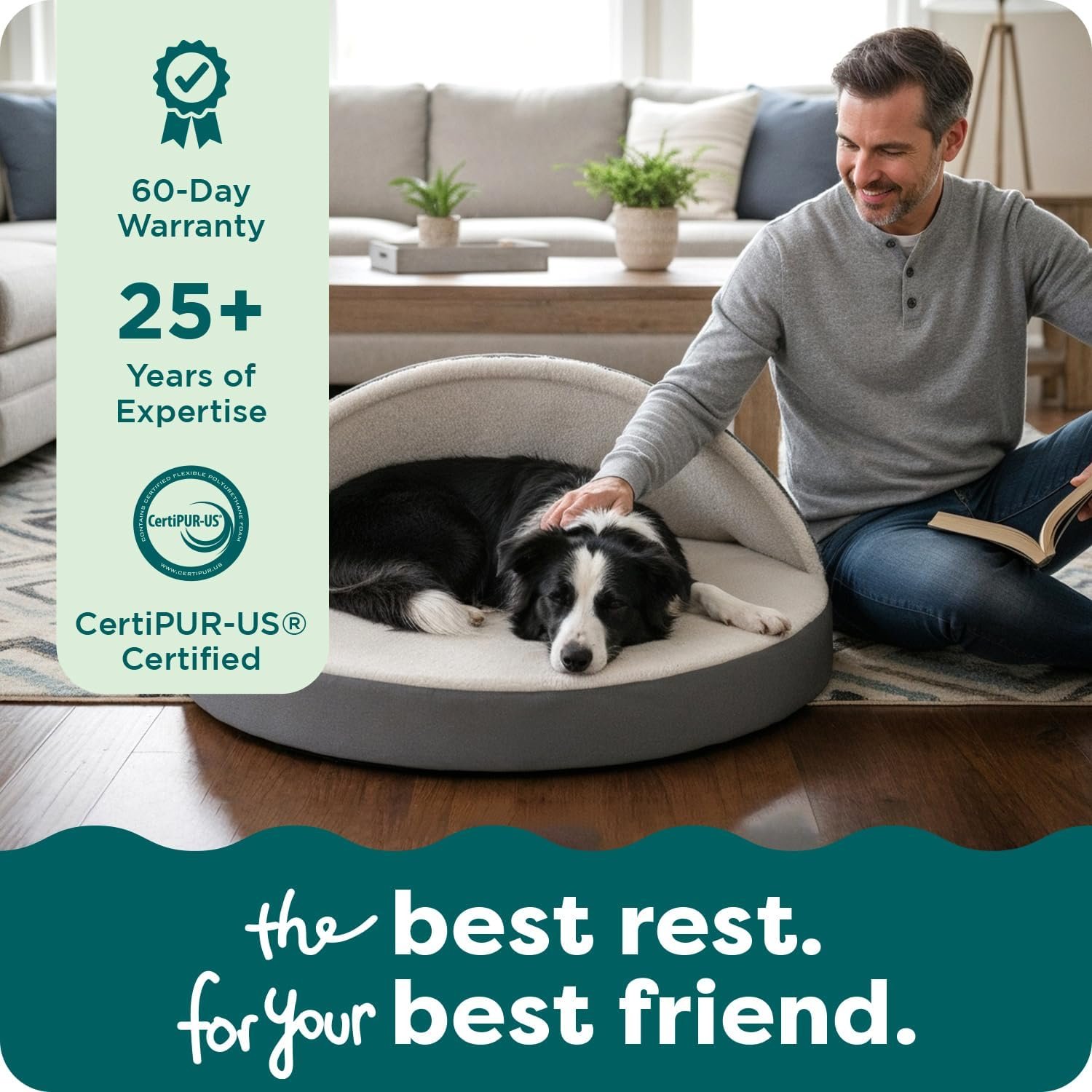 Furhaven 44" Round Orthopedic Dog Bed for Large Dogs w/ Removable Washable Cover, For Dogs Up to 80 lbs - Sherpa & Suede Snuggery - Espresso, 44-inch - Image 9