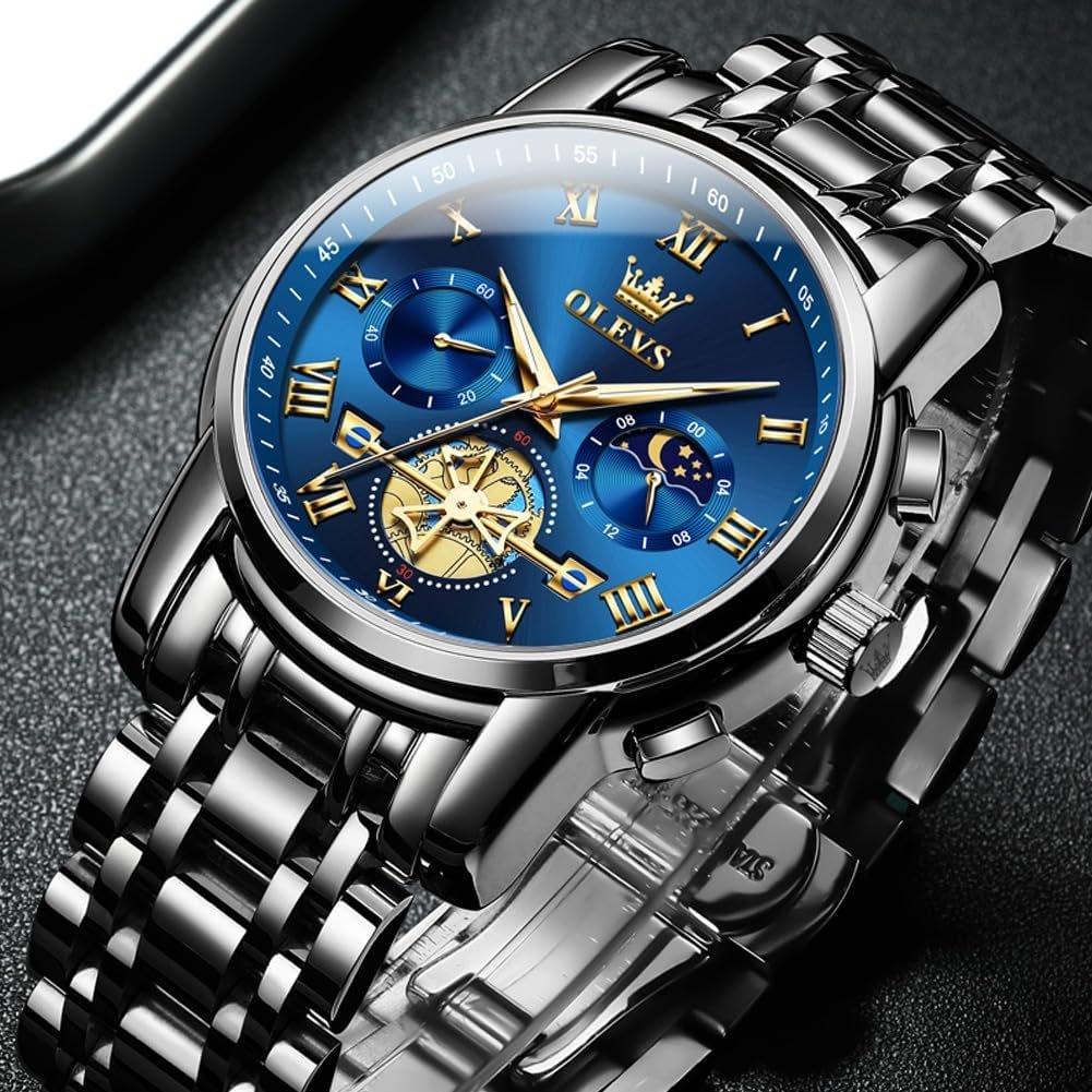 OLEVS Mens Watches Chronograph Business Dress Quartz Stainless Steel Waterproof Luminous Date Wrist Watch - Image 7