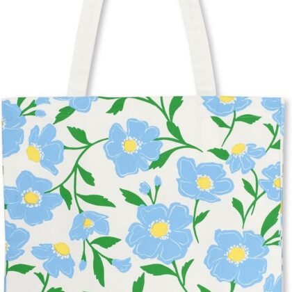 kate spade new york Canvas Tote Bag for Women, Cute Tote Bag for Work or Teacher, Canvas Beach Bag, Book Tote with Pocket