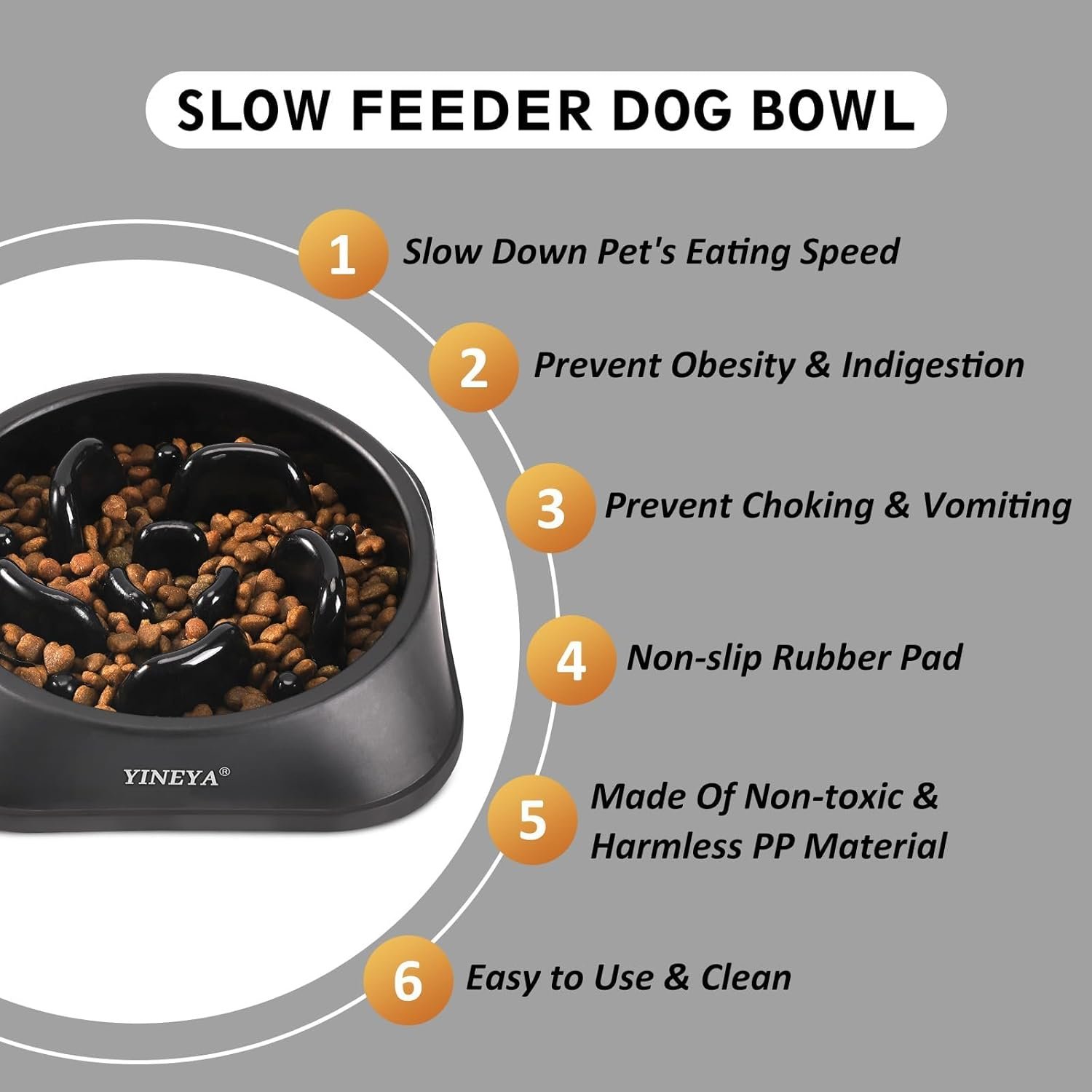 YINEYA Slow Feeder Dog Bowls, Pet Supplies That Slow Down Eating, Pet Food Bowls, Maze Dog Puzzle Feeder for Medium Breed - Image 2