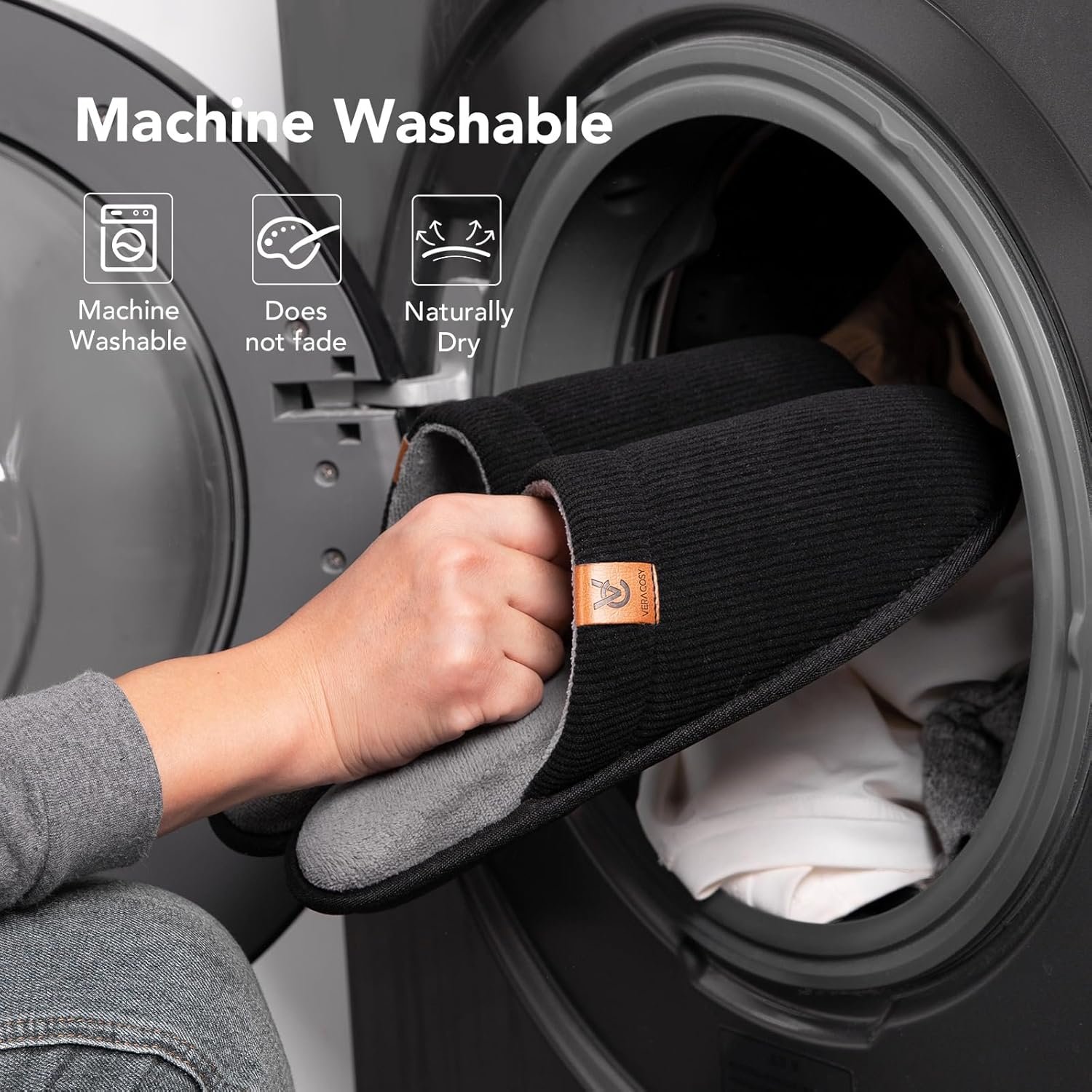 VeraCosy Men's Corduroy Scuff Slippers Soft Comfy Memory Foam Non-slip Indoor House Shoes - Image 7