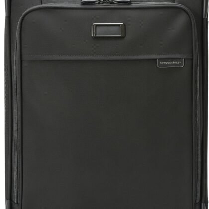 Briggs & Riley Global 2-Wheel Expandable Carry On - Luggage for International Travel, Suitcases with Wheels, Softside Rolling Bag for Men & Women, Self-Repairing Zipper - Baseline Collection, Black