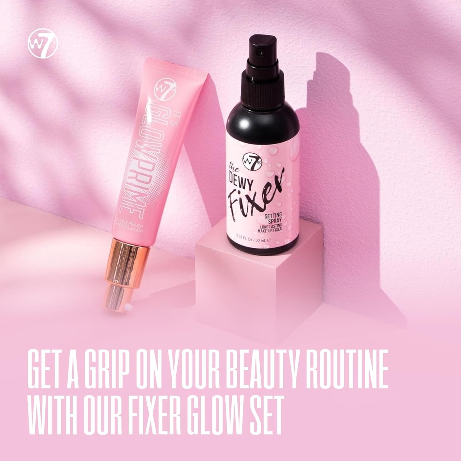 W7 The Fixer Glow Set - Makeup Primer & Setting Spray Duo for Radiant, Dewy Finish - Golden Sheer Coverage, Lightweight & Non-Sticky - Image 2