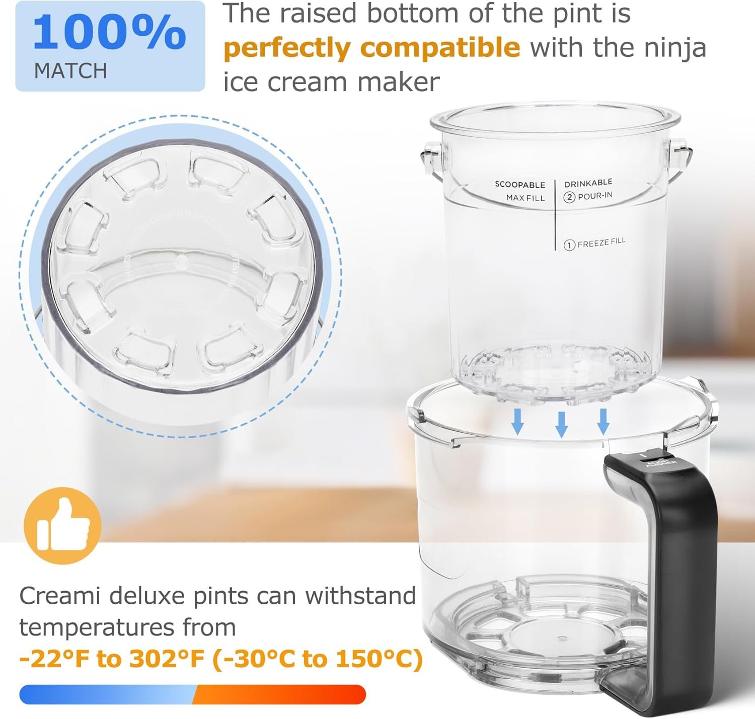 Soobool For Ninja Creami Deluxe Pints- 4 Pack, NC500 NC501 Ice Cream Pint fit for Ninja Delux Ice Cream Maker, For Ninja Creami Deluxe Containers Hold 24 Ounces of Food, Dishwasher Safe - Image 4