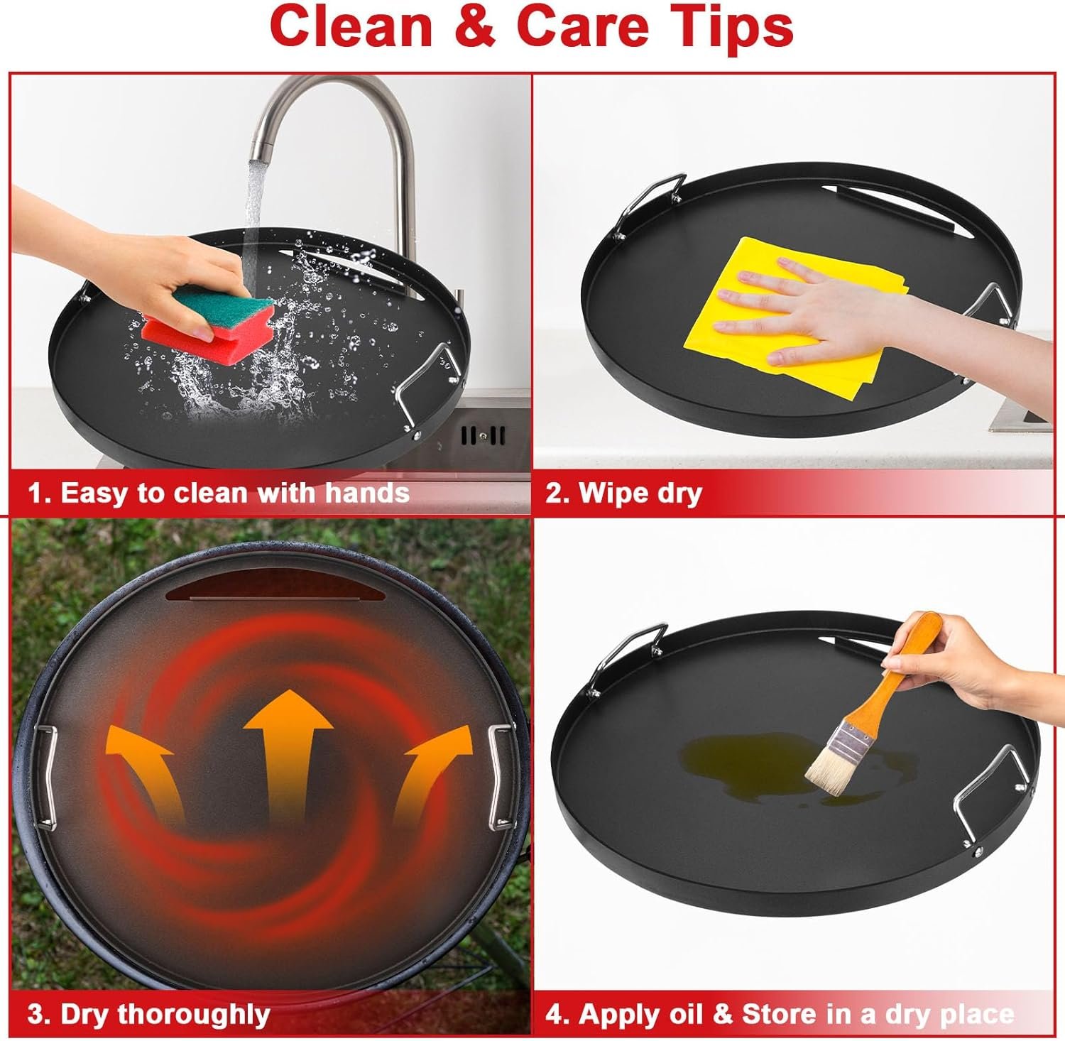 Full Size Griddle Inserts for Weber 22" Charcoal Grills, Flat Top Griddle for Weber 22" Original Kettle, Master-Touch and Performer Deluxe Charcoal Grill, Replacement Part for 8835 7435 7436 - Image 6