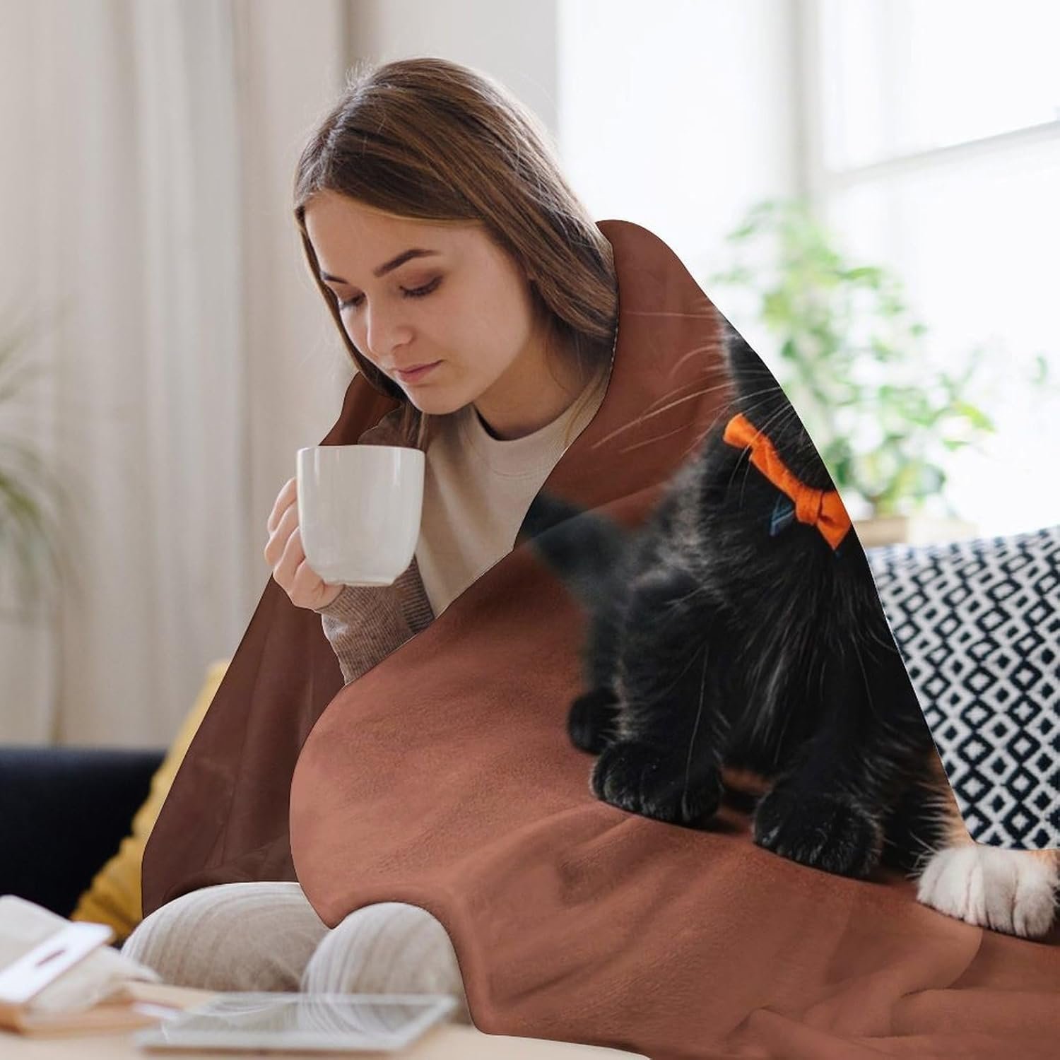 Cute Kitten Black and Orange Cat Bed Blankets Luxury Plush Cozy Fuzzy Blanket for Couch Super Soft Warm Lightweight Throw Blanket for Home Decor 40"*50" (100 * 130cm) - Image 6