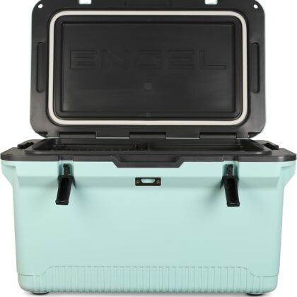 ENGEL 60 QT Ultra-Light Injection Molded Cooler - Ice Chest Keeps Ice up to 7 Days - Large Cooler Includes Wire Basket, Divider and Built-in Bottle Opener