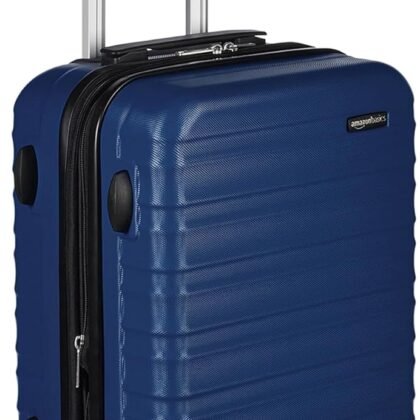 Amazon Basics 21" Hardside Carry-On Luggage, Hardshell Suitcase With Wheels, Expandable For Up to 25% More Space, With Scratch-Resistant Surface, Four Multi-directional Wheels, Navy Blue