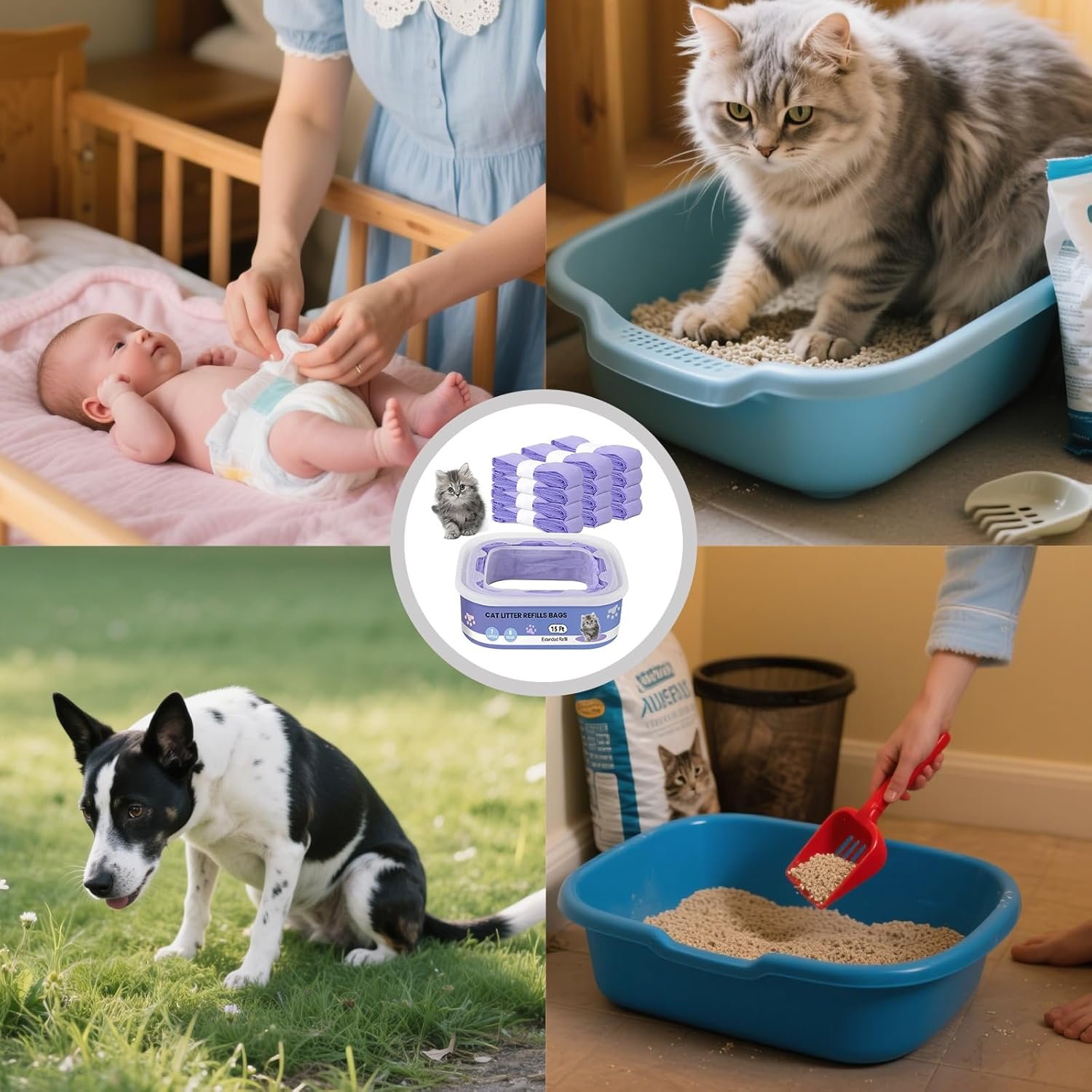 12 Pack Cat Litter Refills, Compatible with Genie Bag Refills, Enhanced Odor Control, Includes One Non-Original Refill Box (Purple) - Image 7