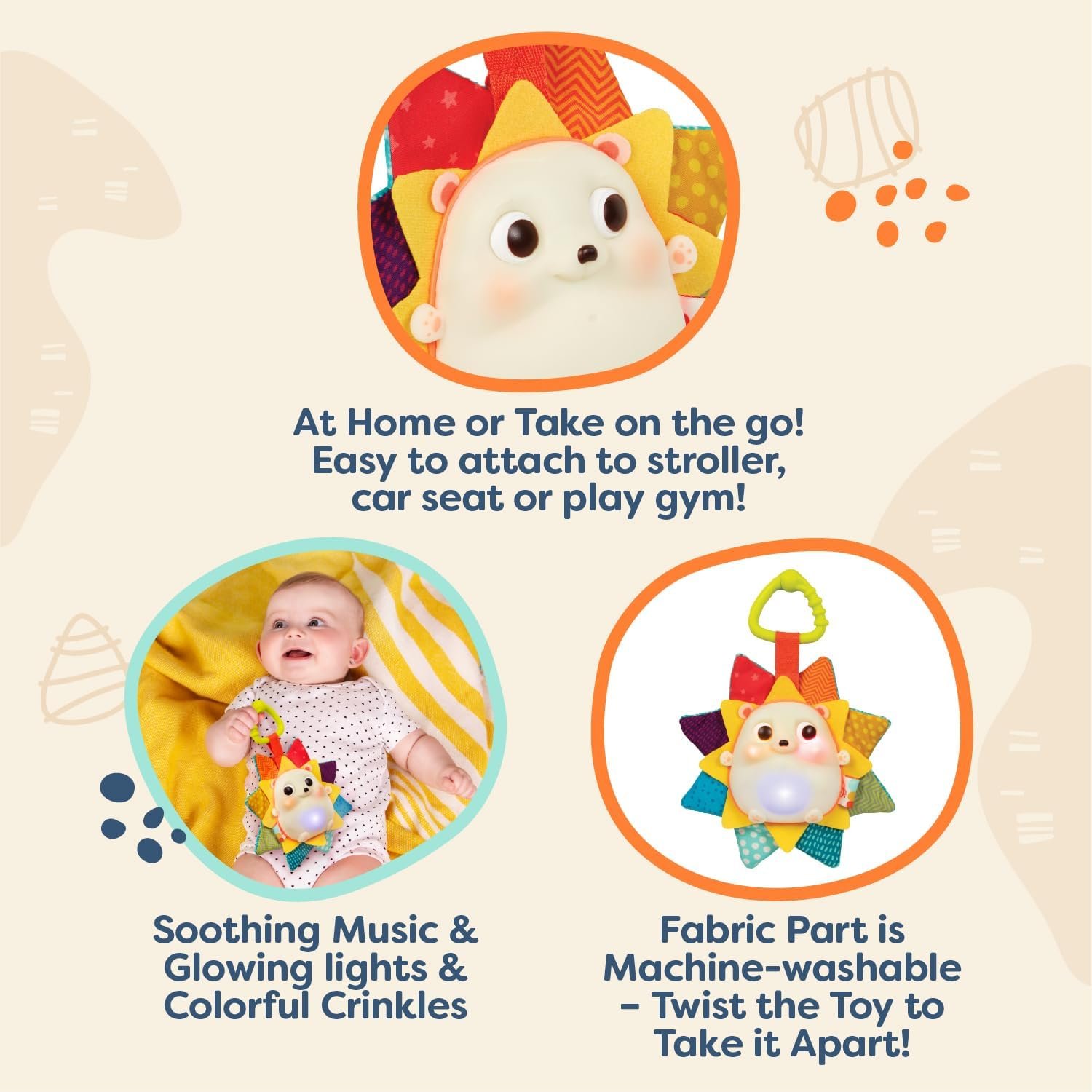 B. toys – Baby Musical Light – Up Hedgehog Toy with Lights & Sounds – Sensory Toy for Newborns, Babies – Music & Glowing Lights – RainGlow Buddy – 0+ Months - Image 2
