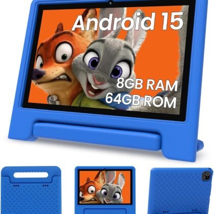 2025 Android 15 Kids Tablet, 10 Inch HD Display, Octa-Core Processor, 8GB RAM, 64GB ROM (Expandable to 1TB), with Kids Space, Parental Controls, Long-Lasting Battery (Blue)