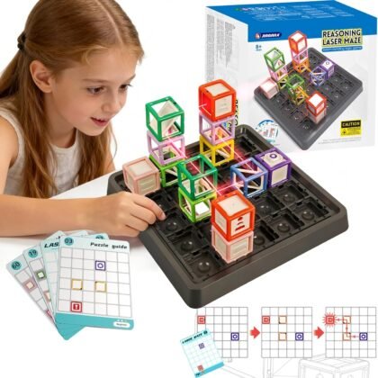 Laser Maze Reasoning Game, STEM Toys for Ages 8-14 with 60+ Challenges Puzzle Game, Ultimate STEM Logic Toys 37 Pcs Cubes, Ideal Gift for 8-14 Year Old Kids Learning Educational Toys for Space & Logic