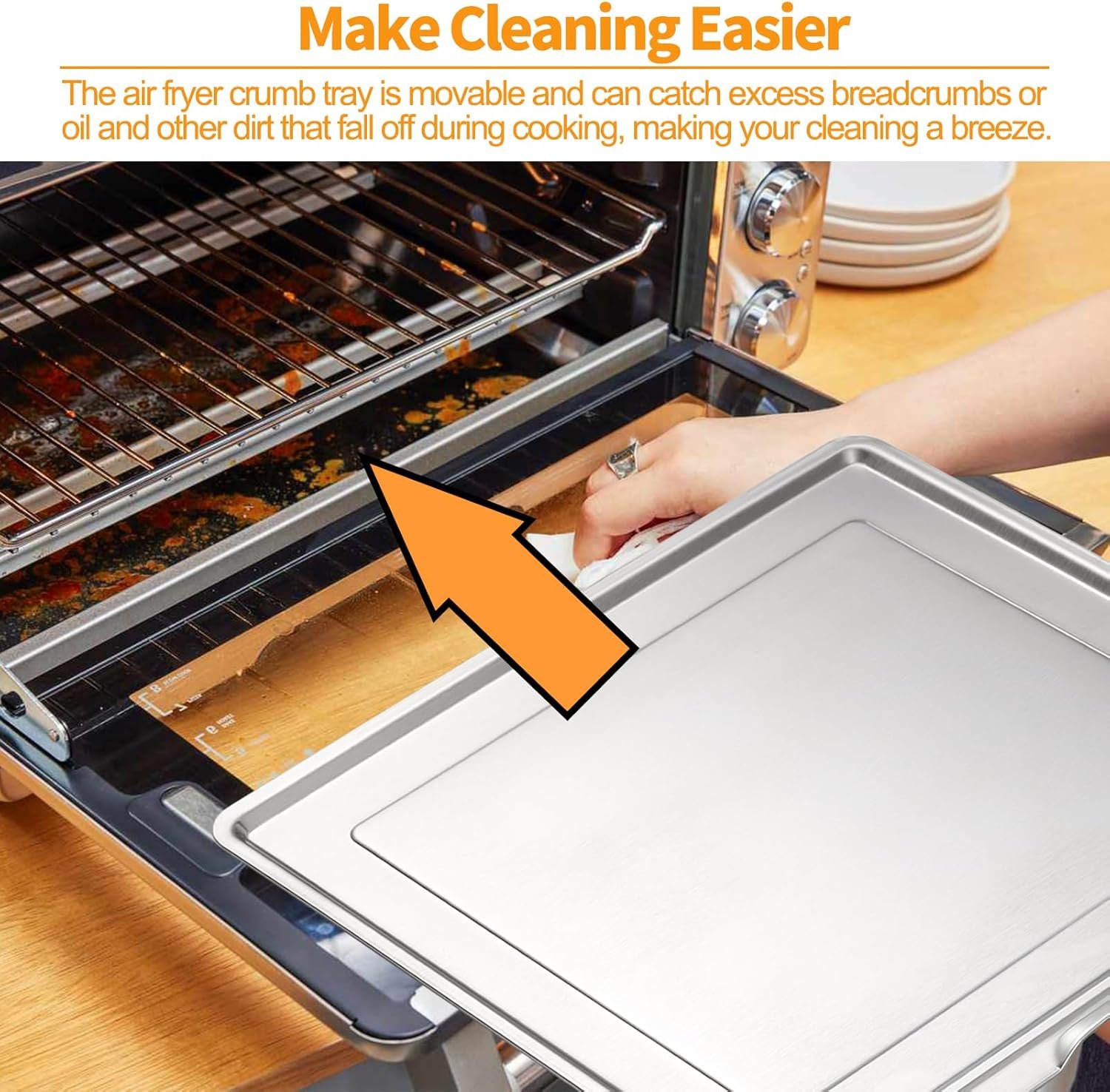 Upgraded SP201 SP301 FT205CO Crumb Tray Replacement Parts for Ninja Foodi Crumb Tray 304 Stainless Steel 111BH300 Ninja Foodi Digital Air Fry Pro Countertop Flip Oven Bottom Tray Drip Pan Accessories - Image 6