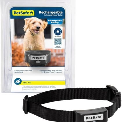 PetSafe Rechargeable In-Ground Pet Fence Receiver Collar for Cats and Dogs, Waterproof with Tone and Static Correction, Fits Pets 5 lbs and Up from The Parent Company of The Invisible Fence Brand
