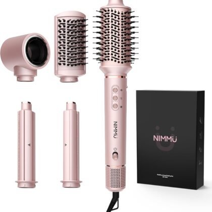 Nimmu 5 in 1 Blow Dryer Brush Set, 110,000 RPM High-Speed Negative Ionic Blow Dryer Brush Fast Drying, Multi Hair Styler Curlers, Hot Air Styler for Curling Volumizing Straightening Styling