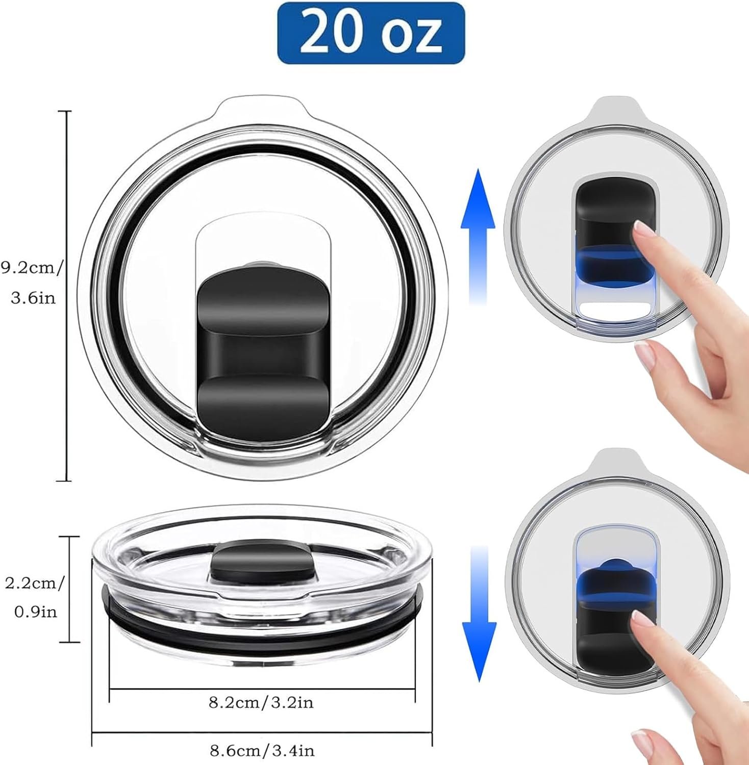 Yeti Replacement Lids - Magnetic Slider for 20 oz, 16 oz, 10 oz & 24 oz - Fits Ozark Trail, Rtic Tumbler & Mugs - Image 7