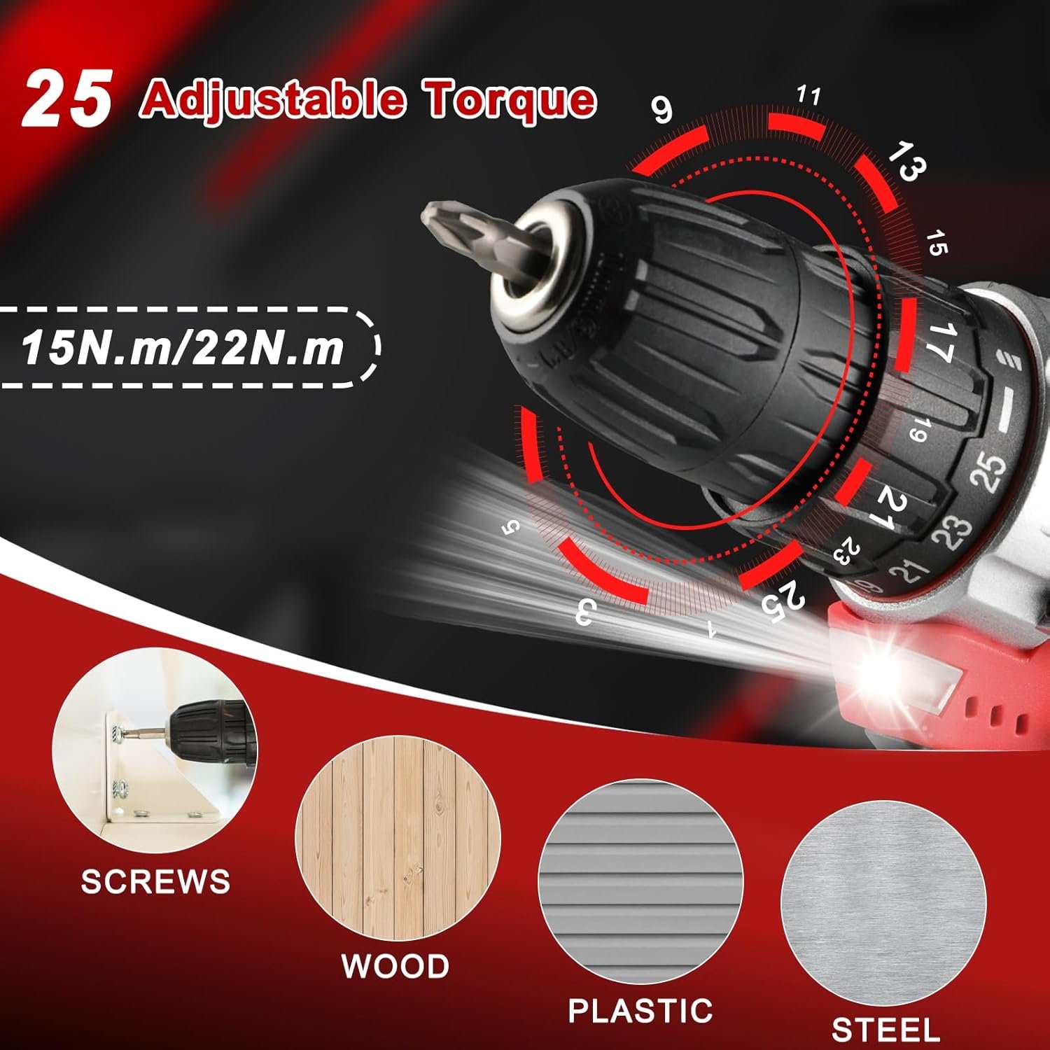 TLGREEN Complete Home Tool Kit with 12V Cordless Drill & Magnetic Bits | 138Pcs All-in-One Set for DIY, Repairs & Assembly | Durable Case & Fast Charging | Ideal for New Homeowners | Red - Image 6