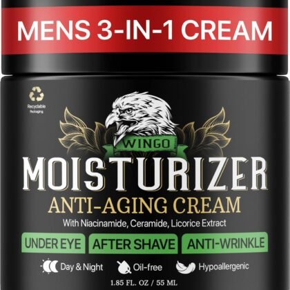 Mens Face Moisturizer Anti-Aging Cream - Lightweight After Shave Lotion for Men - Day & Night Hydrating Skin Care with Niacinamide Collagen Ceramides - Fast-Absorbing Non-Greasy 1.85oz