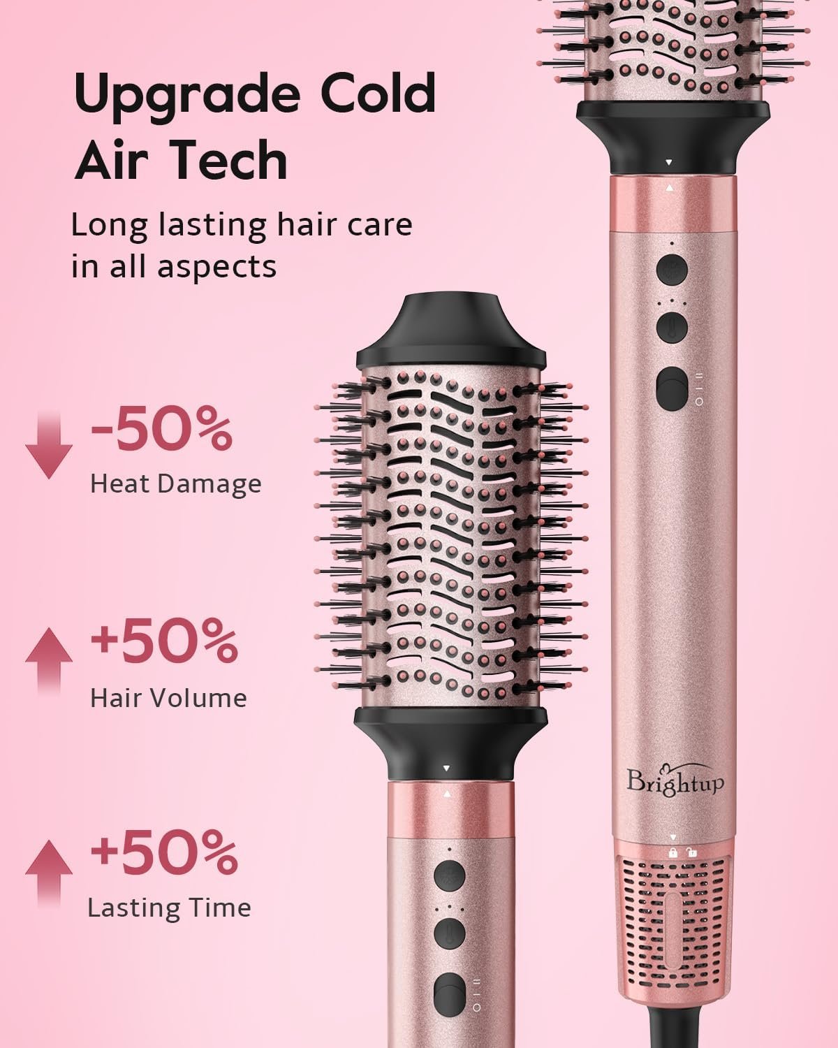 Brightup 5 in 1 Air Styler, 1400W High Speed Hair Dryer Brush, Professional Automatic Hair Curler with Cool Shot Button, 800 Million Ionic, No Heat Damage, with Travel Bag - Image 7