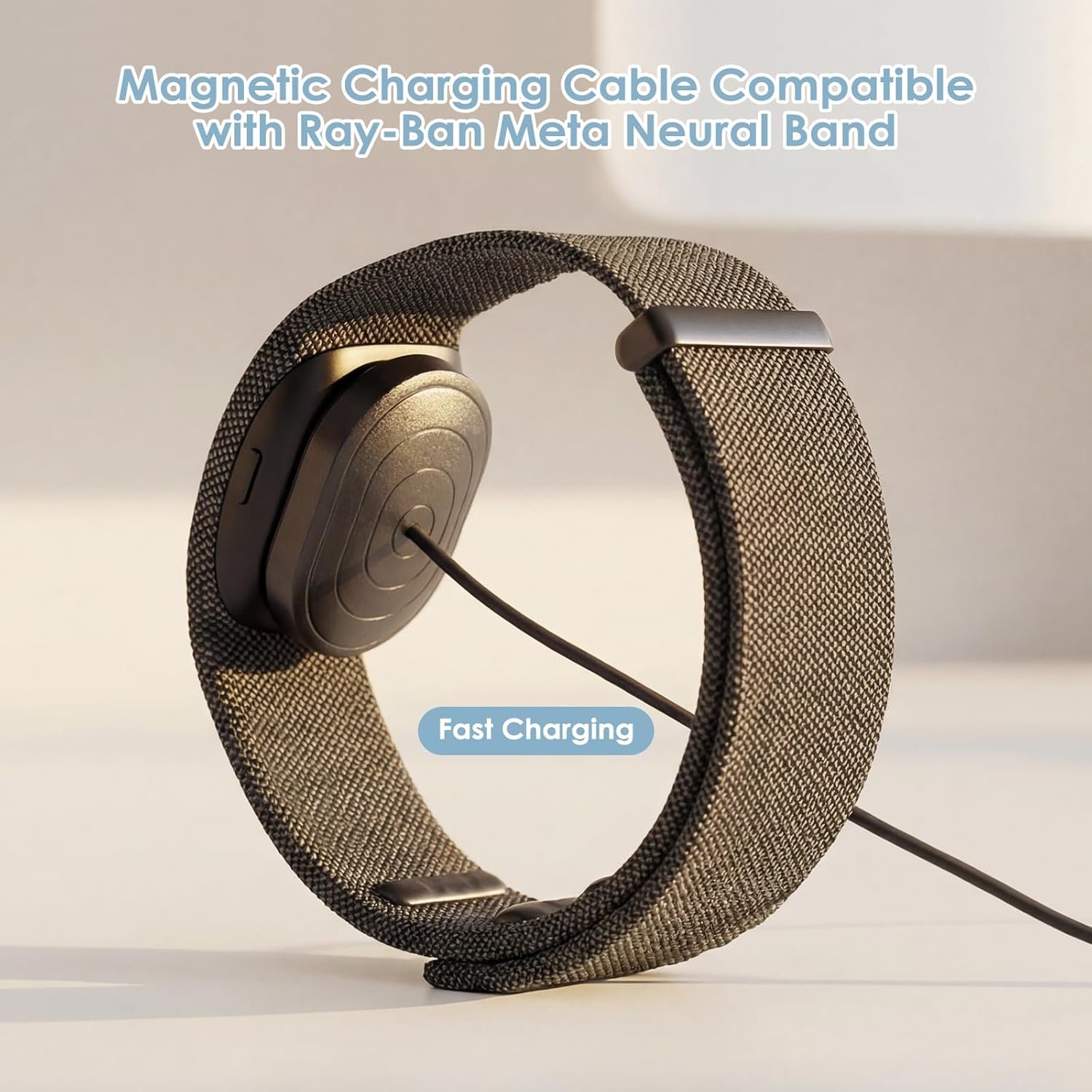 Charging Cable for RayBan Meta Display Neural Band Charger, Magnetic Fast Charger for Ray-Ban Meta Display Glasses Accessories, Portable Travel/Car/Phone/Laptop Charging Cable (Black) - Image 2