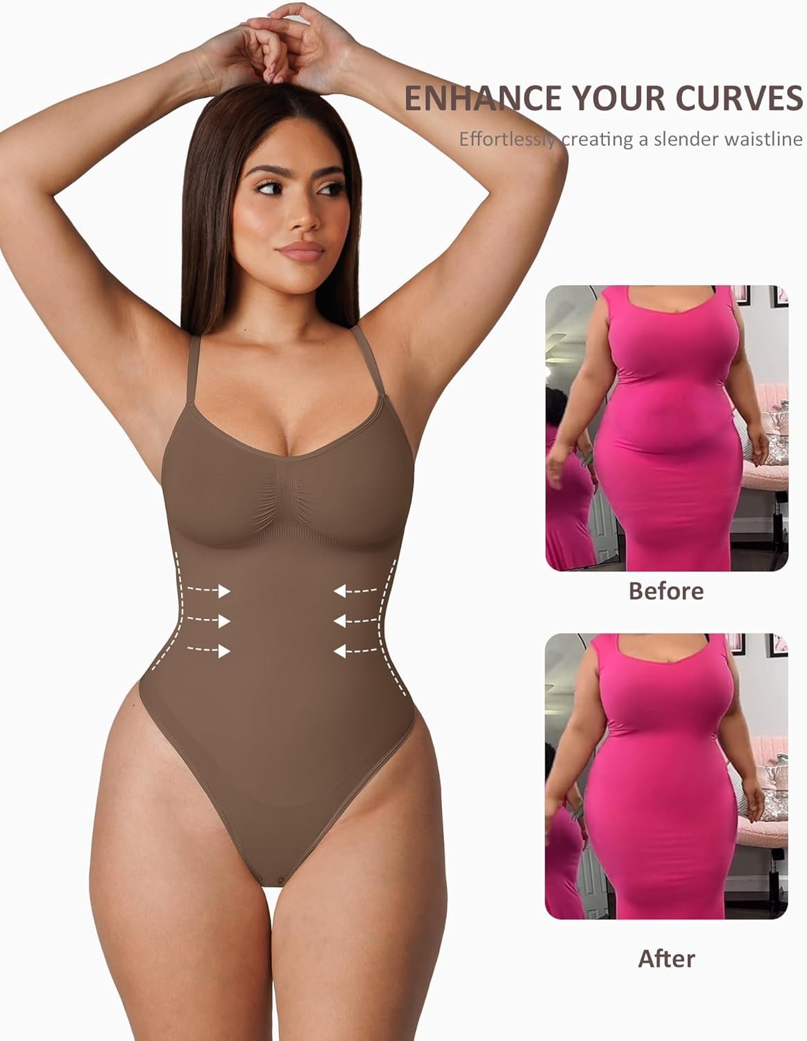 FeelinGirl Shapewear Bodysuit for Women Tummy Control Waist Bodysuit Thong Shapewear Body Shaper Going Out - Image 5