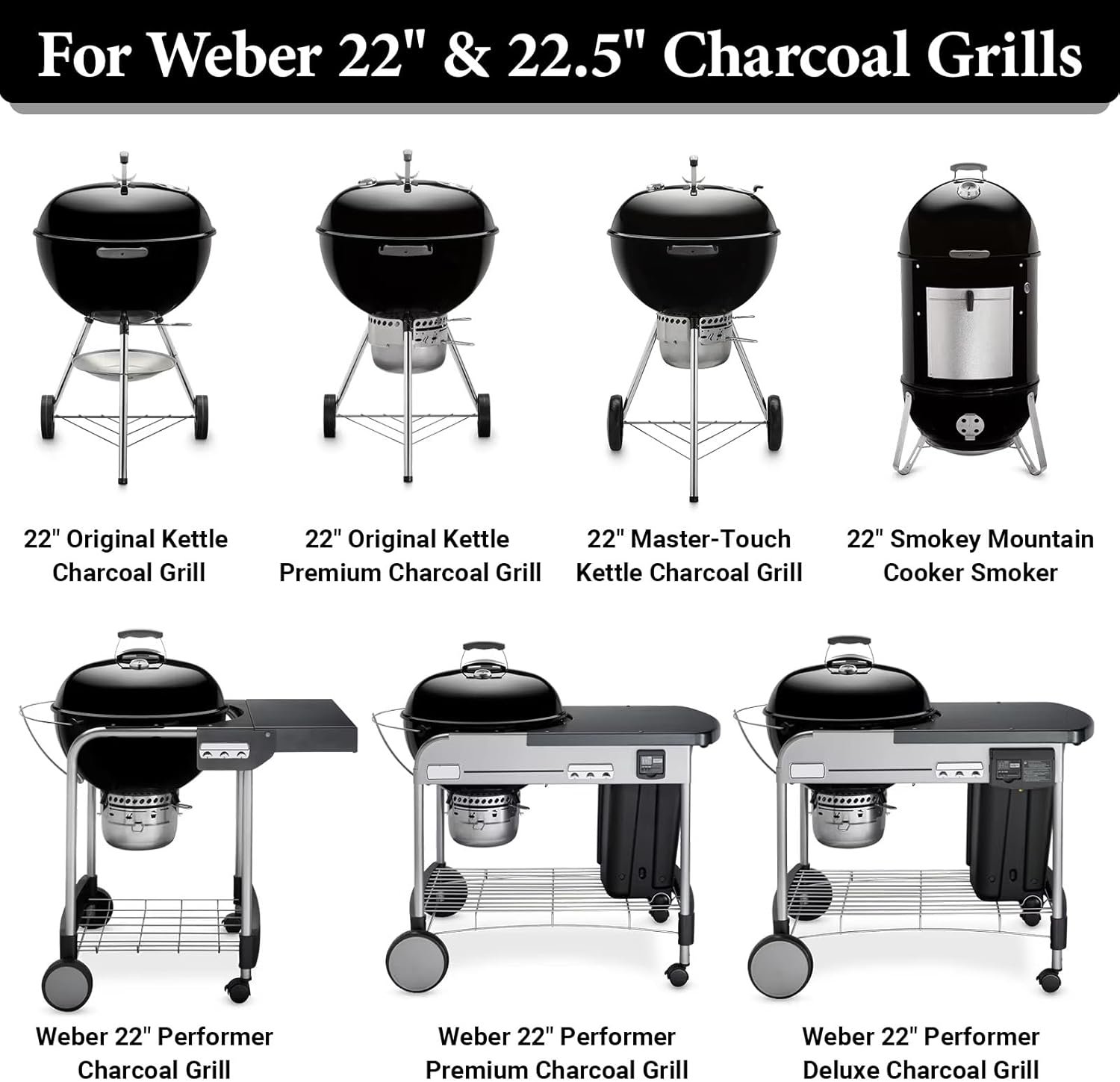 Uniflasy Cast Iron Cooking Grate for Weber 22 inch Kettle Grills, Gourmet BBQ System, One-Touch, Bar-B-Kettle, Master-Touch, Performer, for Weber 22.5 inch Original Kettle Premium Charcoal Grill, 8835 - Image 2