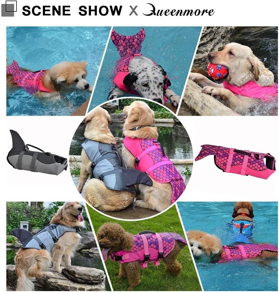 Queenmore Dog Life Jacket Ripstop Dog Safety Vest Adjustable Preserver with High Buoyancy and Durable Rescue Handle for Small,Medium,Large Dogs, Grey Shark X-Large - Image 2