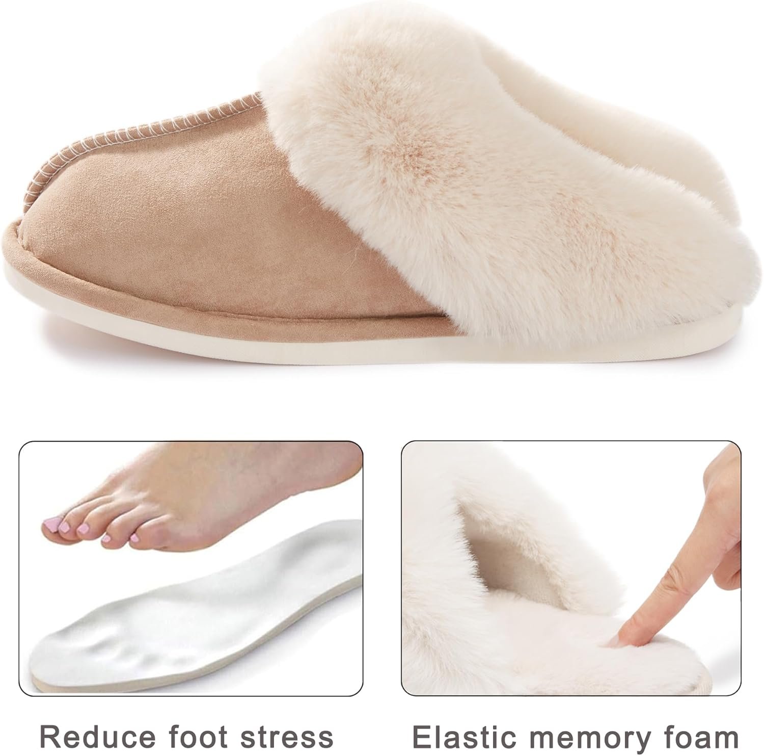 Donpapa Womens Slipper with Memory Foam Fluffy Soft Warm Slip On House Slippers Anti-Skid Cozy Plush for Indoor Outdoor - Image 5