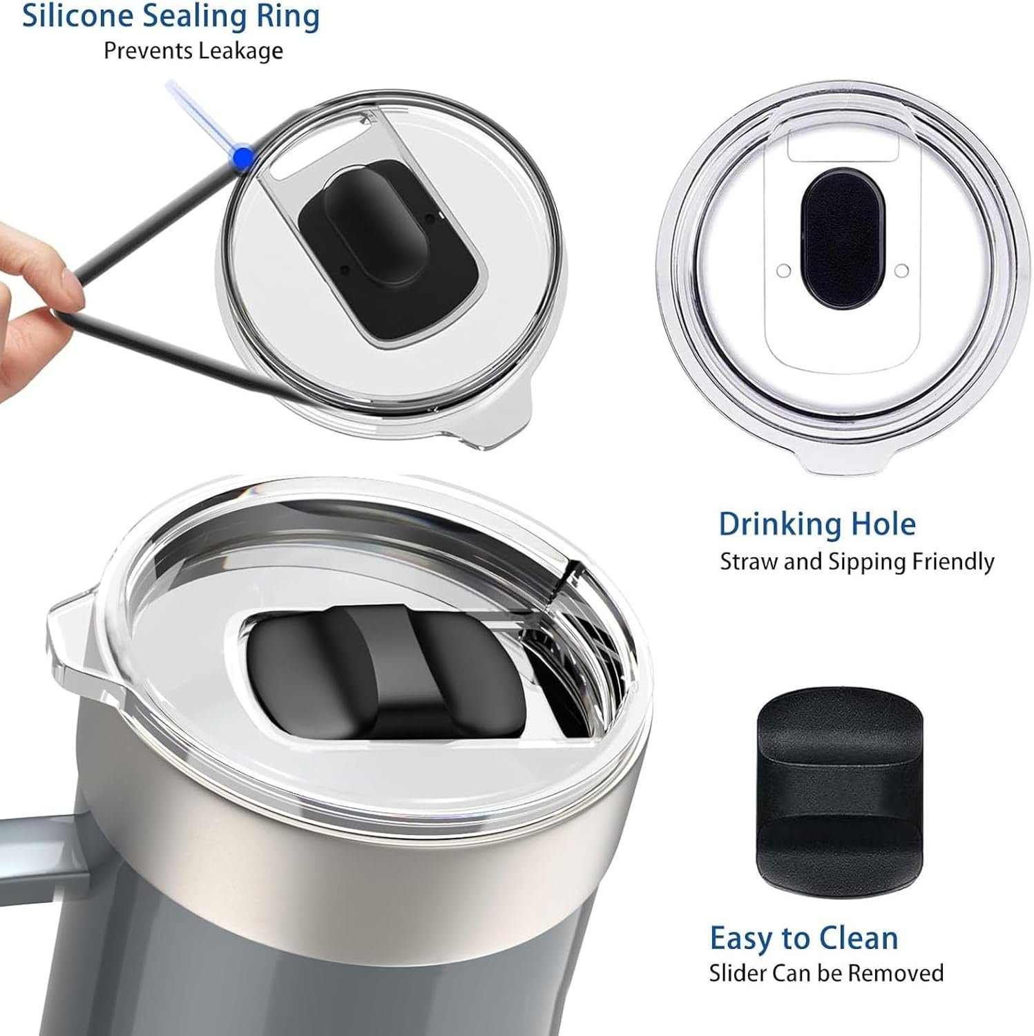 Yeti Replacement Lids - Magnetic Slider for 20 oz, 16 oz, 10 oz & 24 oz - Fits Ozark Trail, Rtic Tumbler & Mugs - Image 4