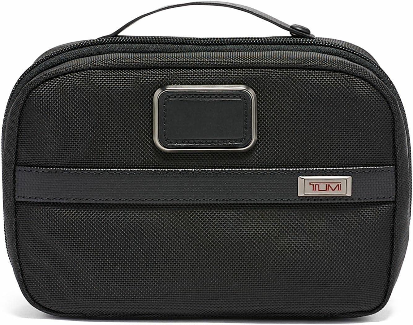 TUMI Alpha Split Travel Kit - Compact Toiletry Bag for Men & Women - Features Removable Leather Handle & 3 Zip Pockets - Black