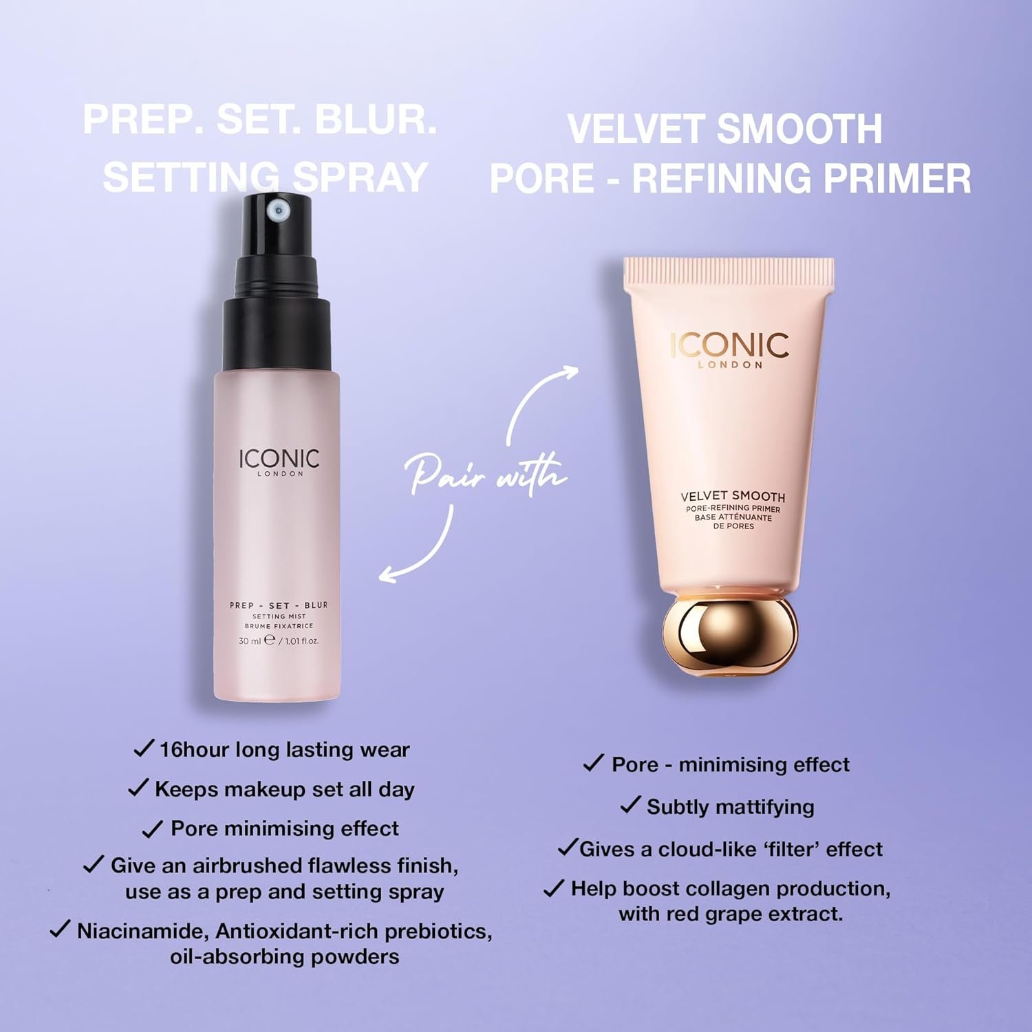 ICONIC LONDON Prep Set Blur Setting Spray | Makeup Fixing Spray, Blurs Imperfections and Gives Skin a Radiant Glow, Vegan Makeup, 30 mL / 1 Fl Oz. - Image 8