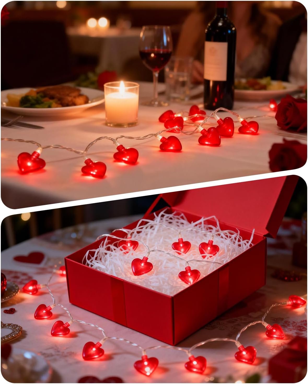 Luditek 14.7ft 40LED Valentines Day Decorations String Lights, Battery Operated Heart Shape Hanging Garland Valentine's Day Decor for Indoor Outdoor Home Room Party Wedding - Image 6