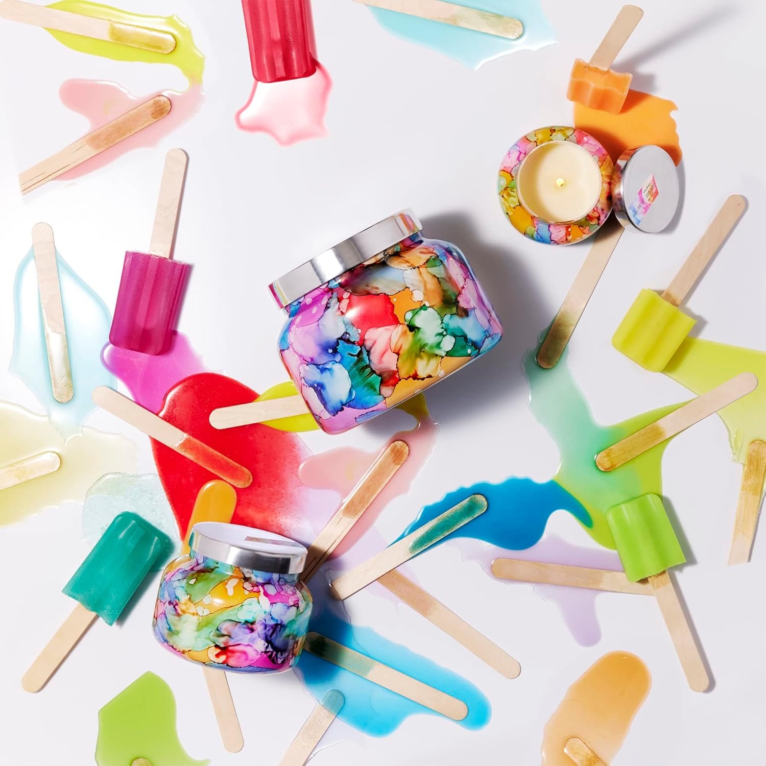 Capri Blue Volcano Candle - Rainbow Watercolor Signature Glass Jar Candle - Luxury Aromatherapy Candle - Tropical Fruits & Sugared Citrus Candle (19 Oz) - Image 6