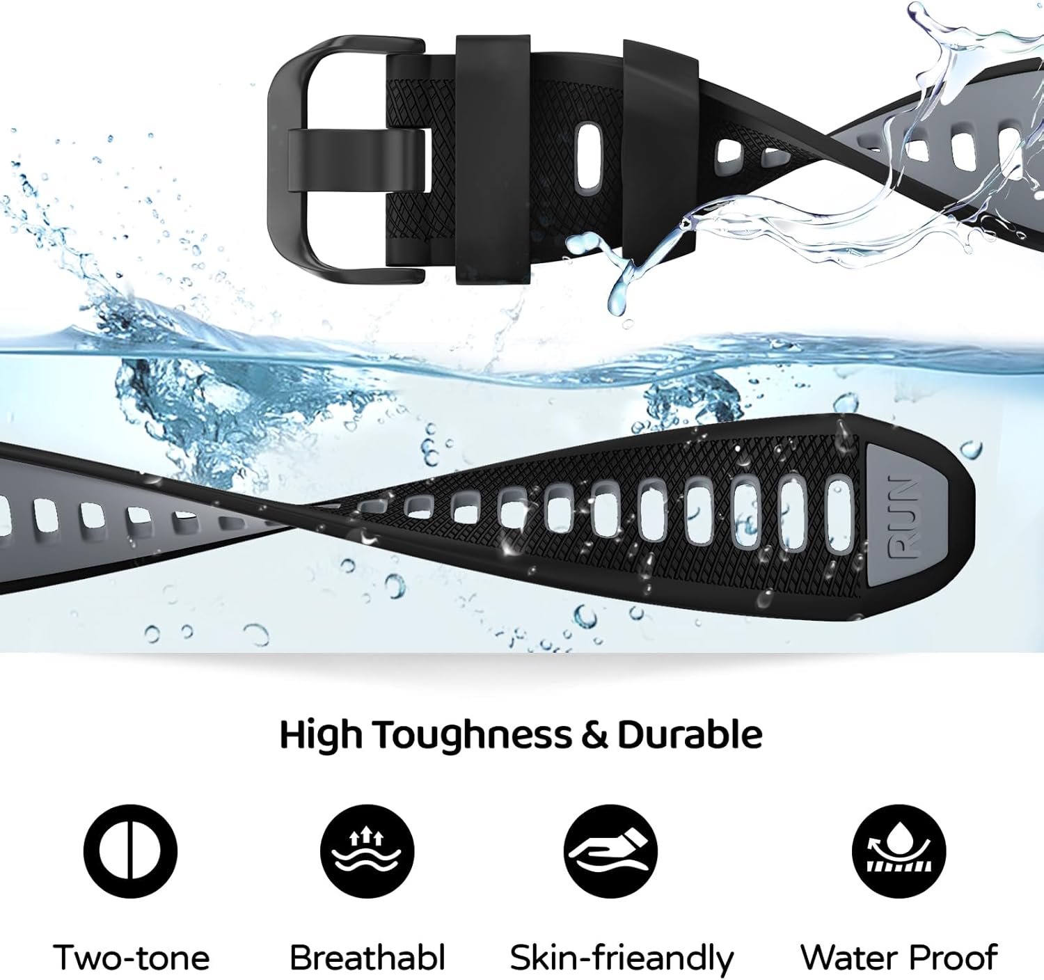 U-LIMVE Watch Band for Garmin Forerunner 265/Forerunner 255/Vivoactive 4/Venu 3/Venu 2, 22mm Quick Release Silicone Replacement Band - Image 3