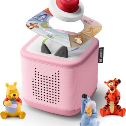 Toniebox 2 Audio Player Bundle for Kids 3+ with Winnie The Pooh, Tigger, Eeyore Figurines and Tonieplay Game & Controller - Cloud Pink
