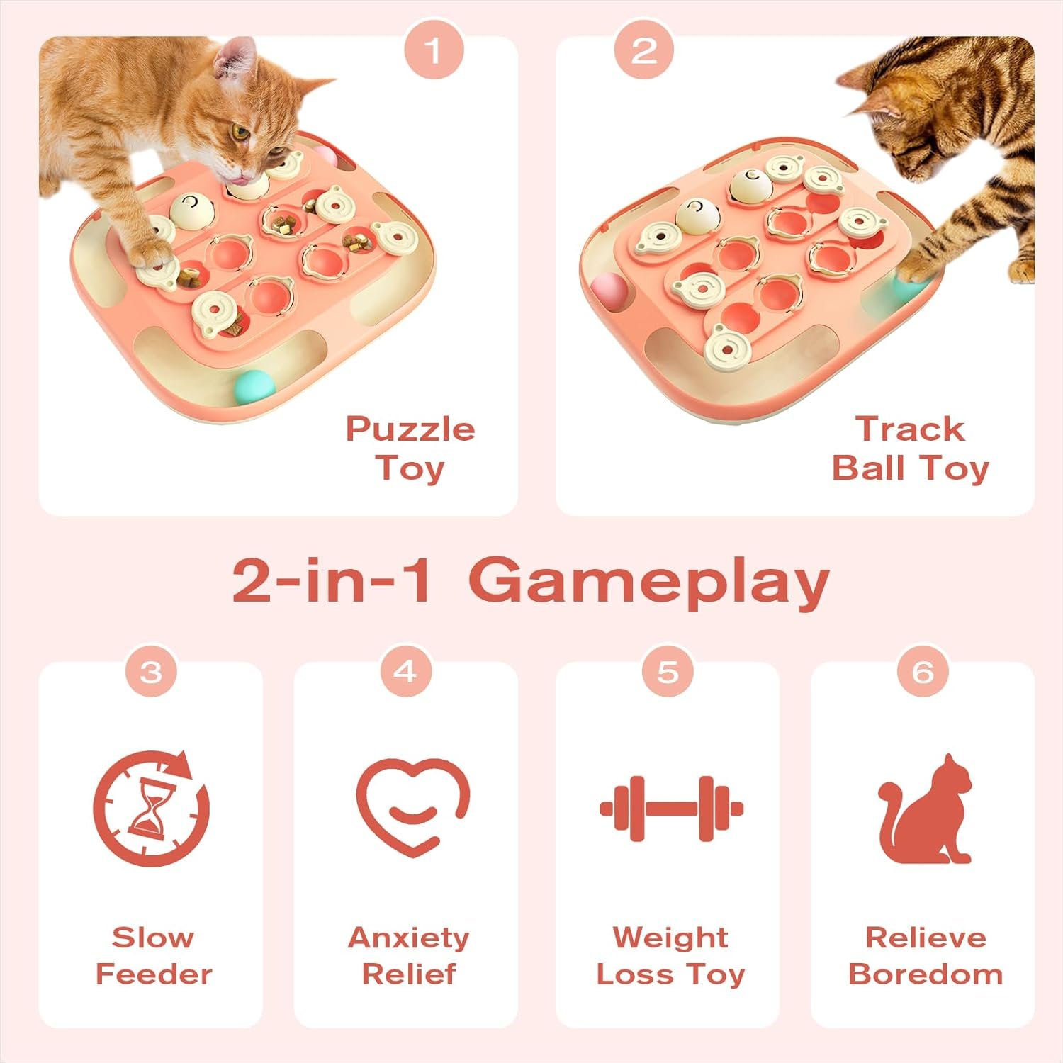 KADTC 2 Ways to Play Large Size Cat Treat Puzzle Toy U.S. Brand & Design Tracking Balls for Indoor Cats Puzzles Feeder Kitten Stimulating Enrichment Slow Feeding Toys Interactive Brain-Teasing Game - Image 3