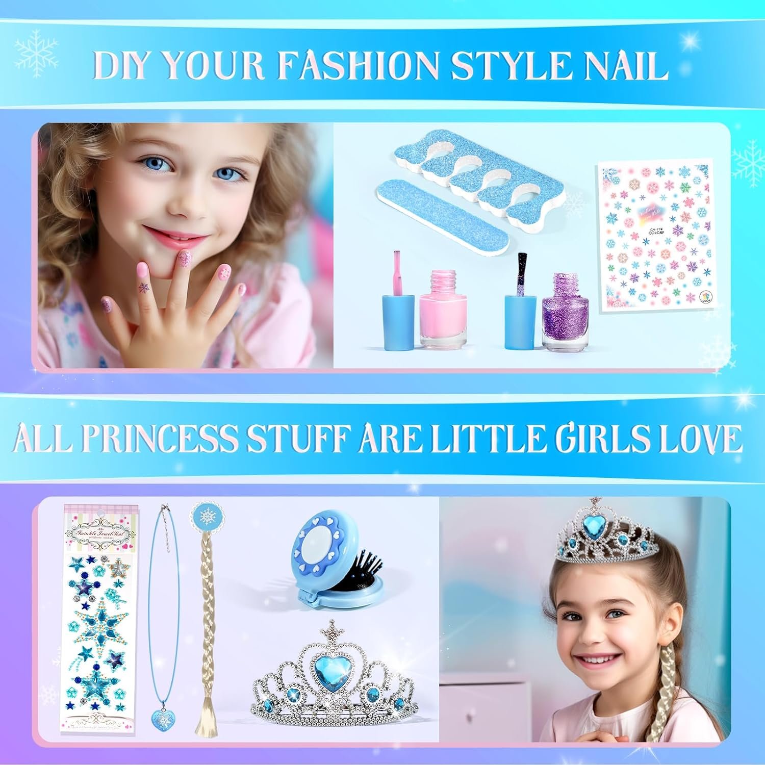 INNOCHEER Kids Makeup Kit for Girl Toys, Frozen Makeup Set for Girls, Real Washable Makeup Kit for Girls, Birthday Christmas Princess Gifts for Girls Kids Toddlers Age 3 4 5 6 7 8 9 10 11 12 Year Old - Image 6