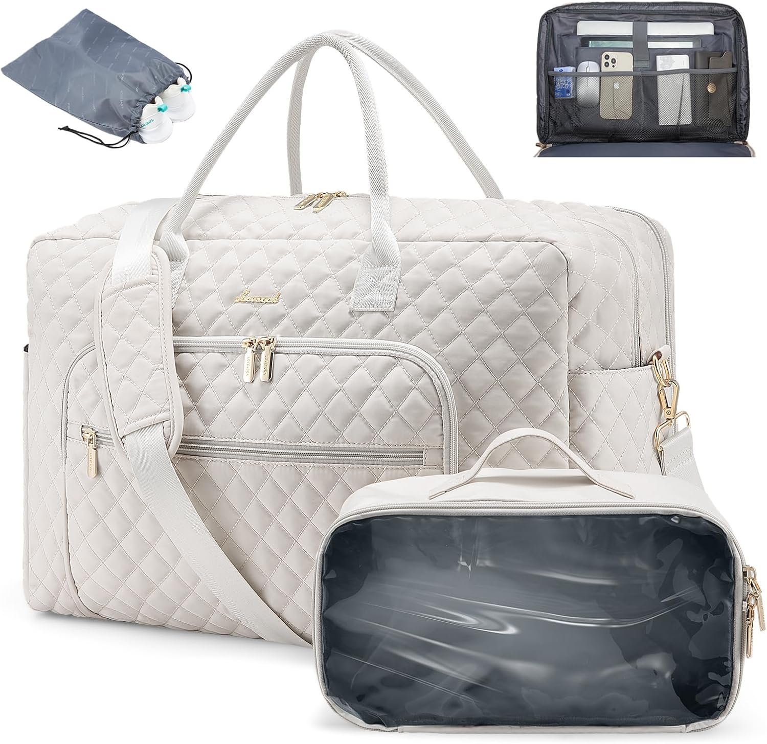LOVEVOOK Travel Duffle Bag - Women's Weekender Carry On Overnight Laptop & Gym Bag With Toiletry/Shoe Pocket, Hospital Labor Bag